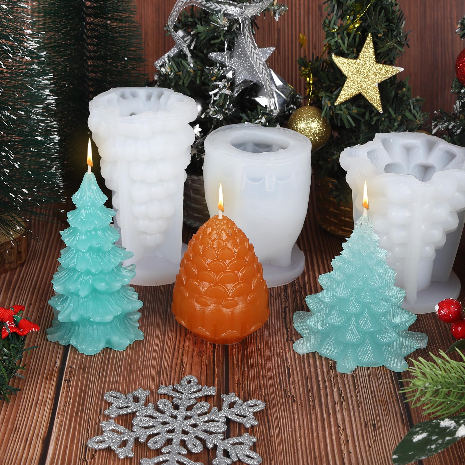 Lot De 4 Moules En Silicone En Forme D'arbre De Noël 3D Pour