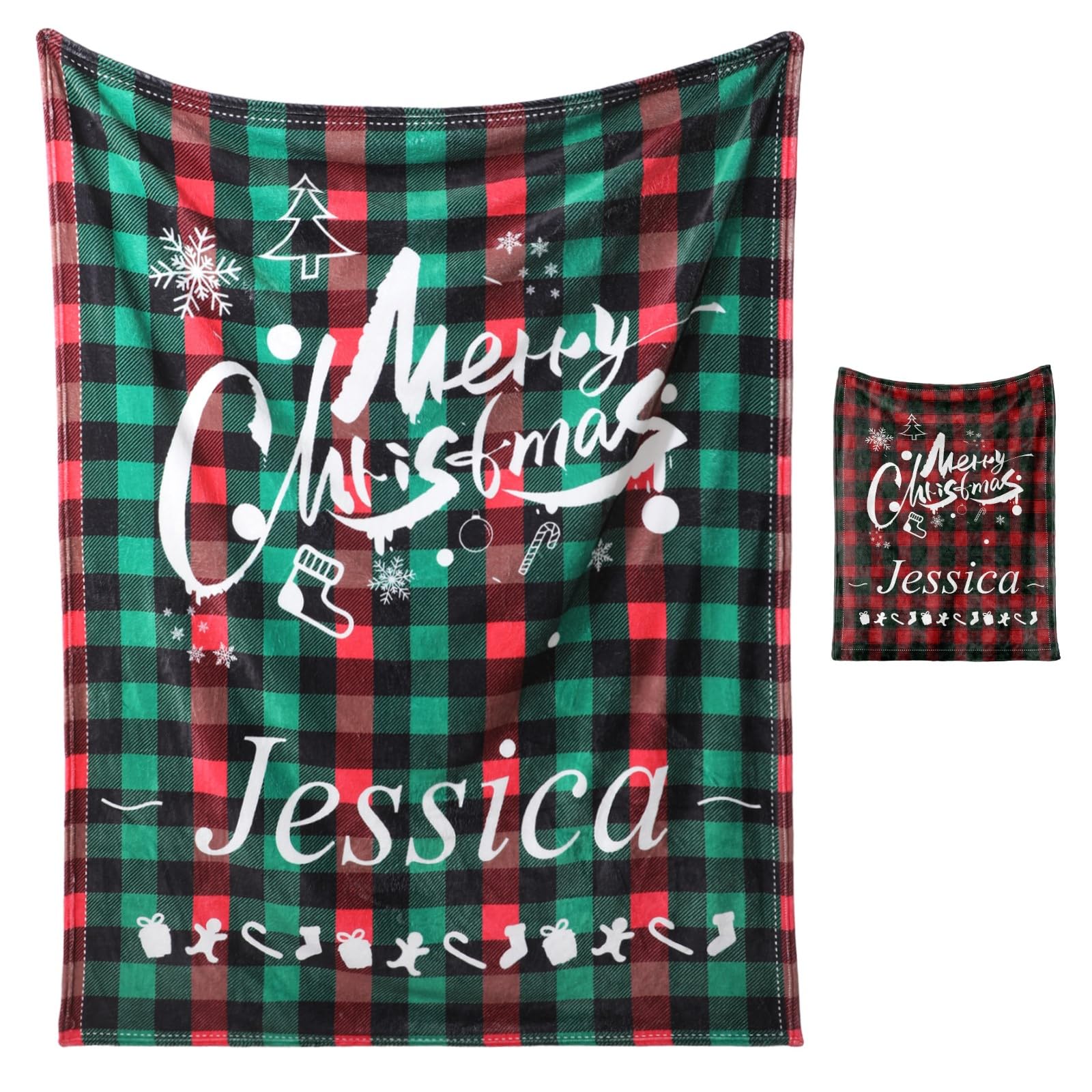 Snewvie Personalised Baby Blankets-Custom Christmas Blanket with Name-Customised Blankets with Printed Merry Christmas for Girls,Kids,Adult,Personalised Baby Gifts(2colors)