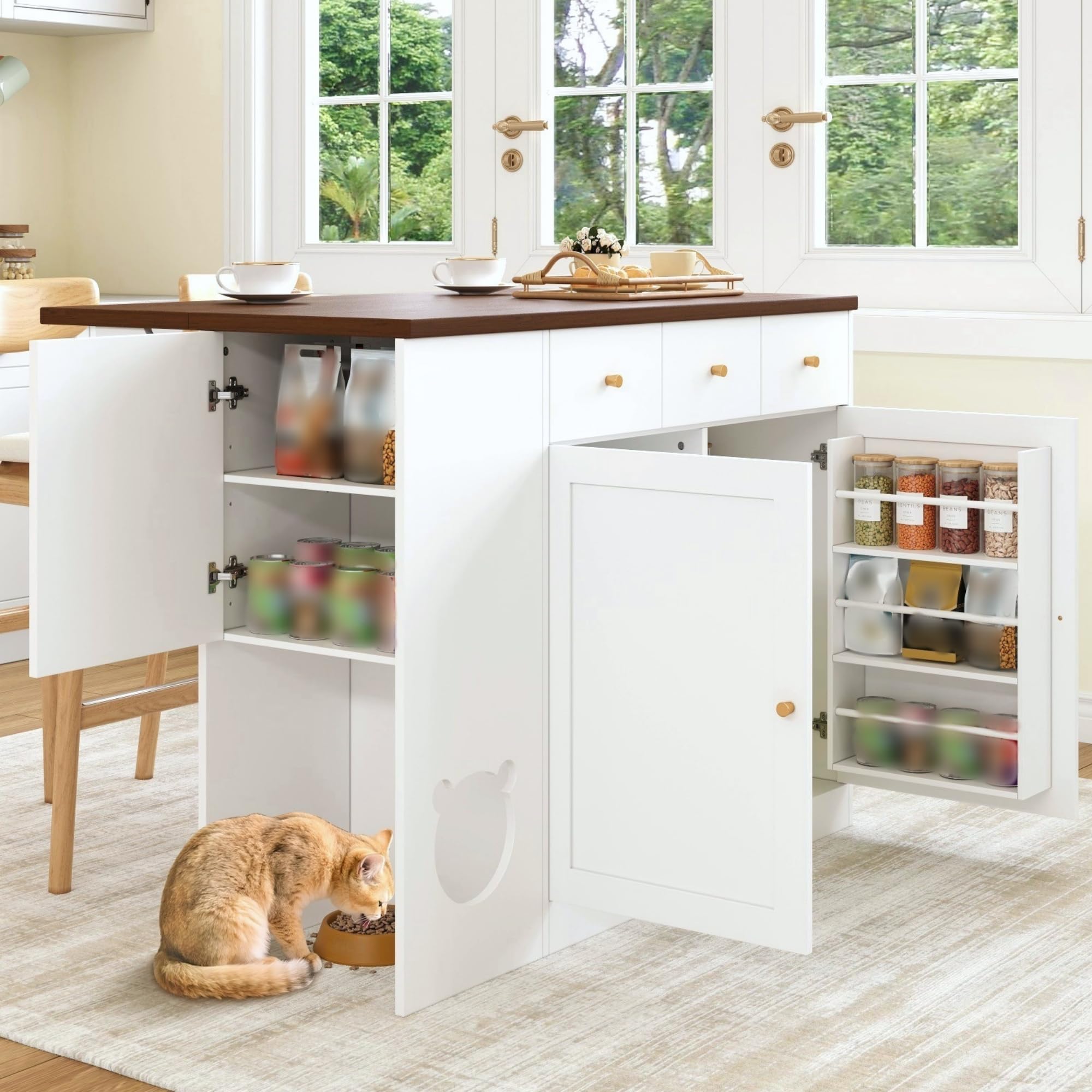 Isla de cocina 120 x 70 x 90 cm, carrito de cocina con mesa extensible y