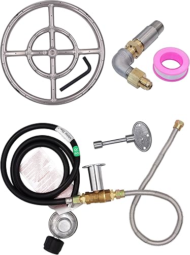 METER STAR LP - Kit de instalación de anillo de quemador de acero inoxidable para fogata de gas propano 304 de 12 pulgadas