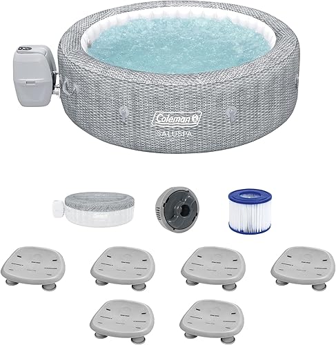 Coleman SaluSpa Sicily AirJet - Bañera de hidromasaje con 180 chorros relajantes con juego de 6 asientos antideslizantes para piscina y spa con