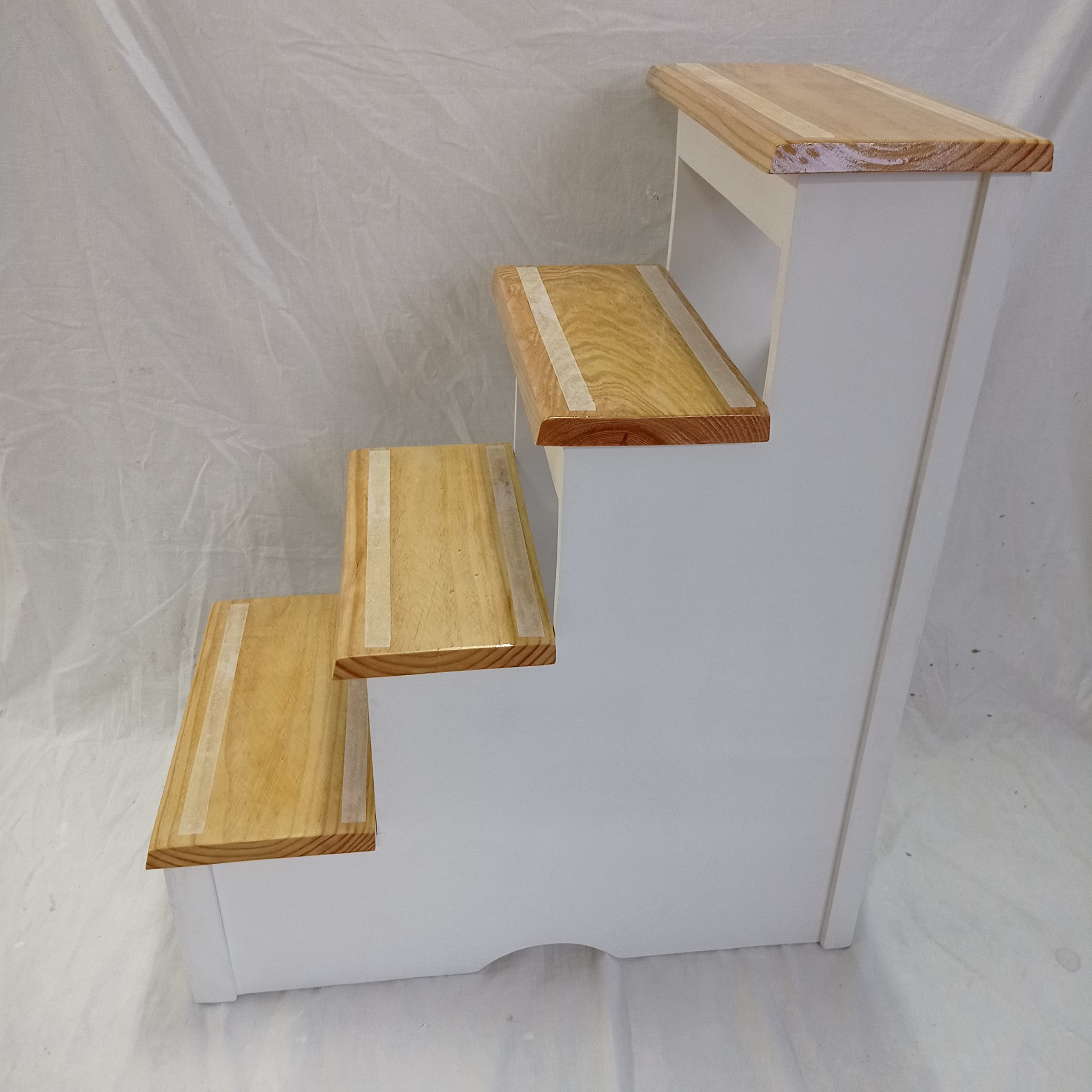 Escalera Fija de 4. Madera. 80x65x40. Grande. 80 cm de Alto. Servicial y Muy Decorativa