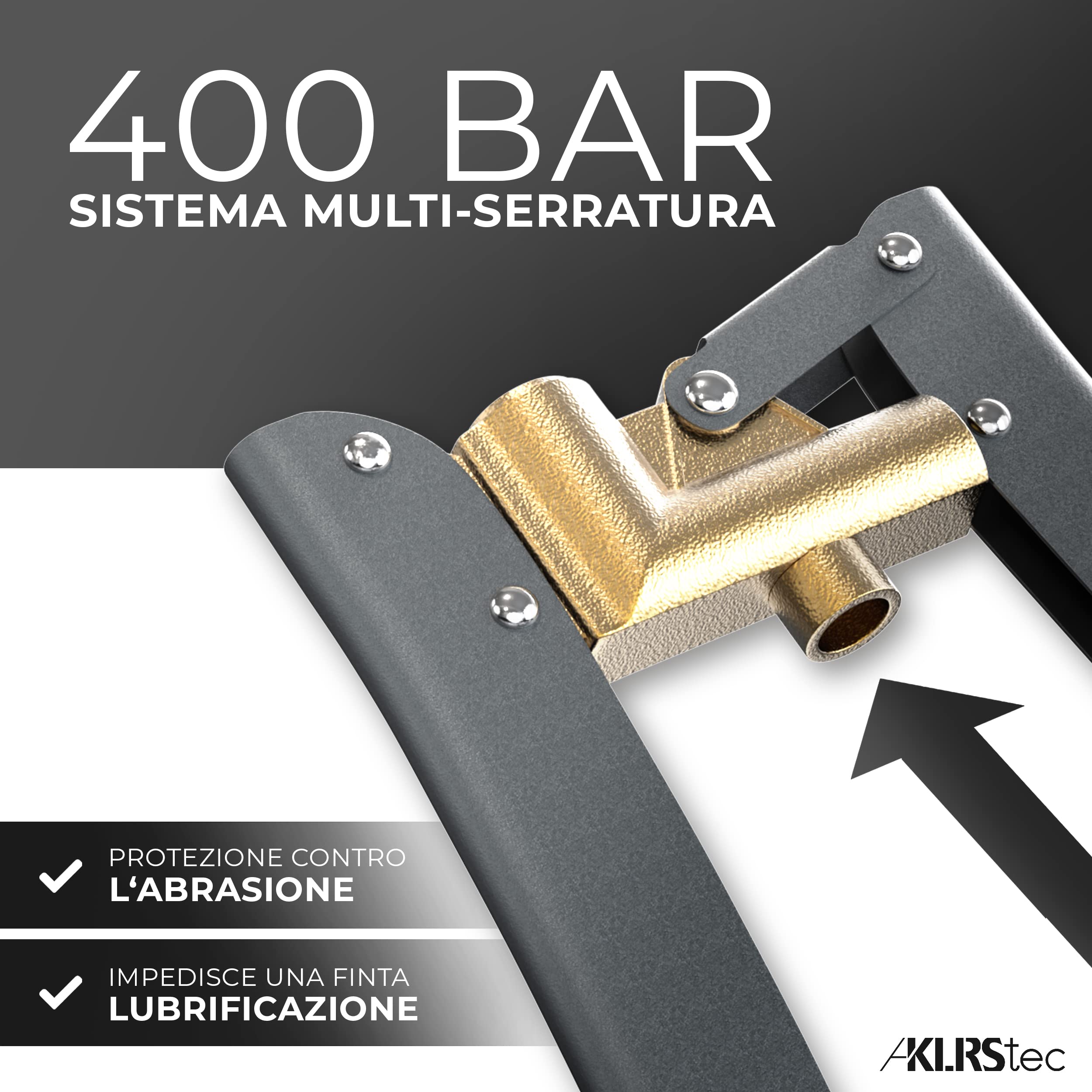 KLRS KLRStec® Premium Ingrassatore - ingrassatrice con Sistema ad Alta Pressione per ingrassatori a Corsa variabile con Giunto di Presa e Tubo ad Alta Pressione Incluso
