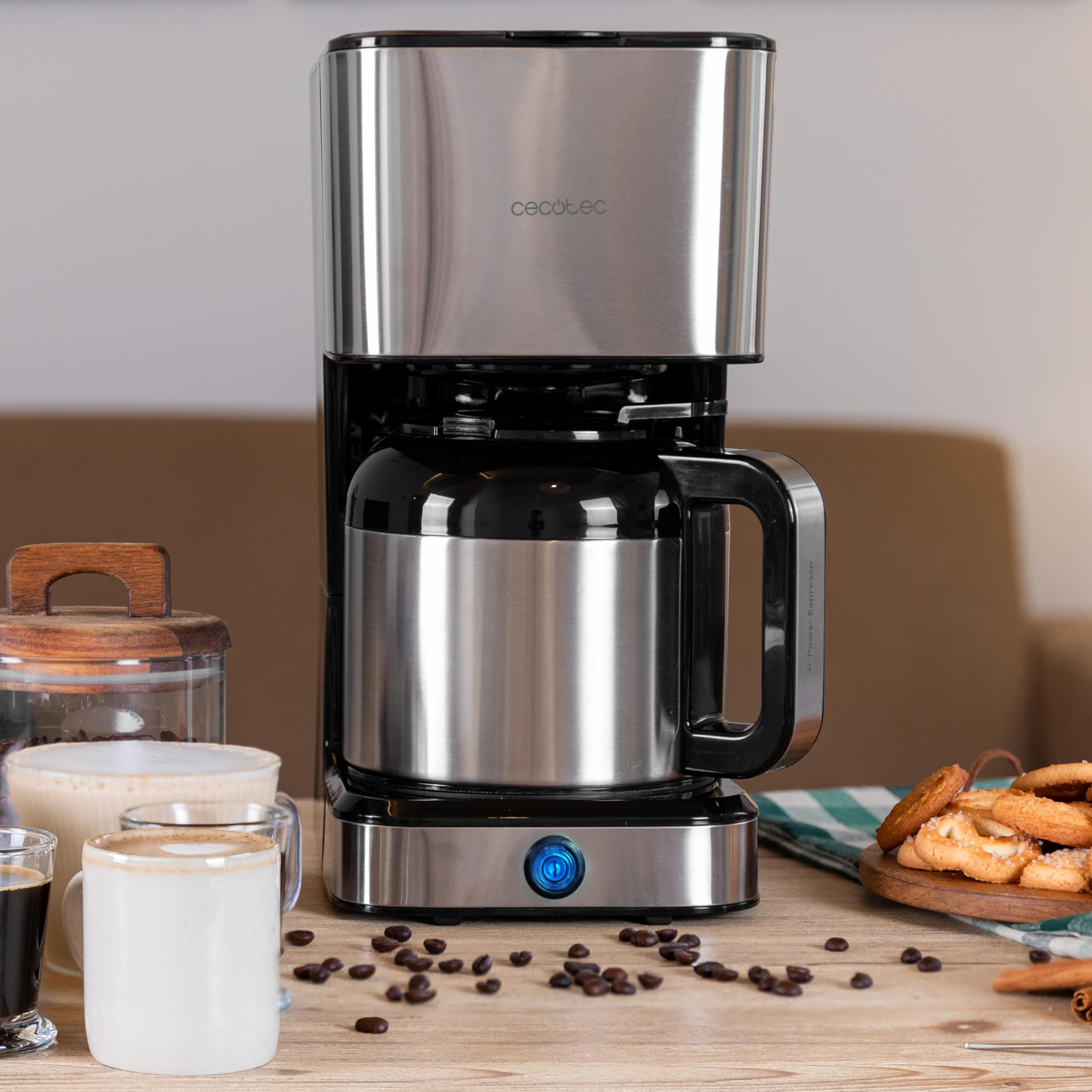 Cecotec Cafetera de Goteo Coffee 66 Drop & Thermo, Potencia 950 W, 1,2 L, 10 Tazas, Tecnología ExtremeAroma, Función Antigoteo, Nivel de agua, Filtro malla reutilizable, Protección sobrecalentamiento