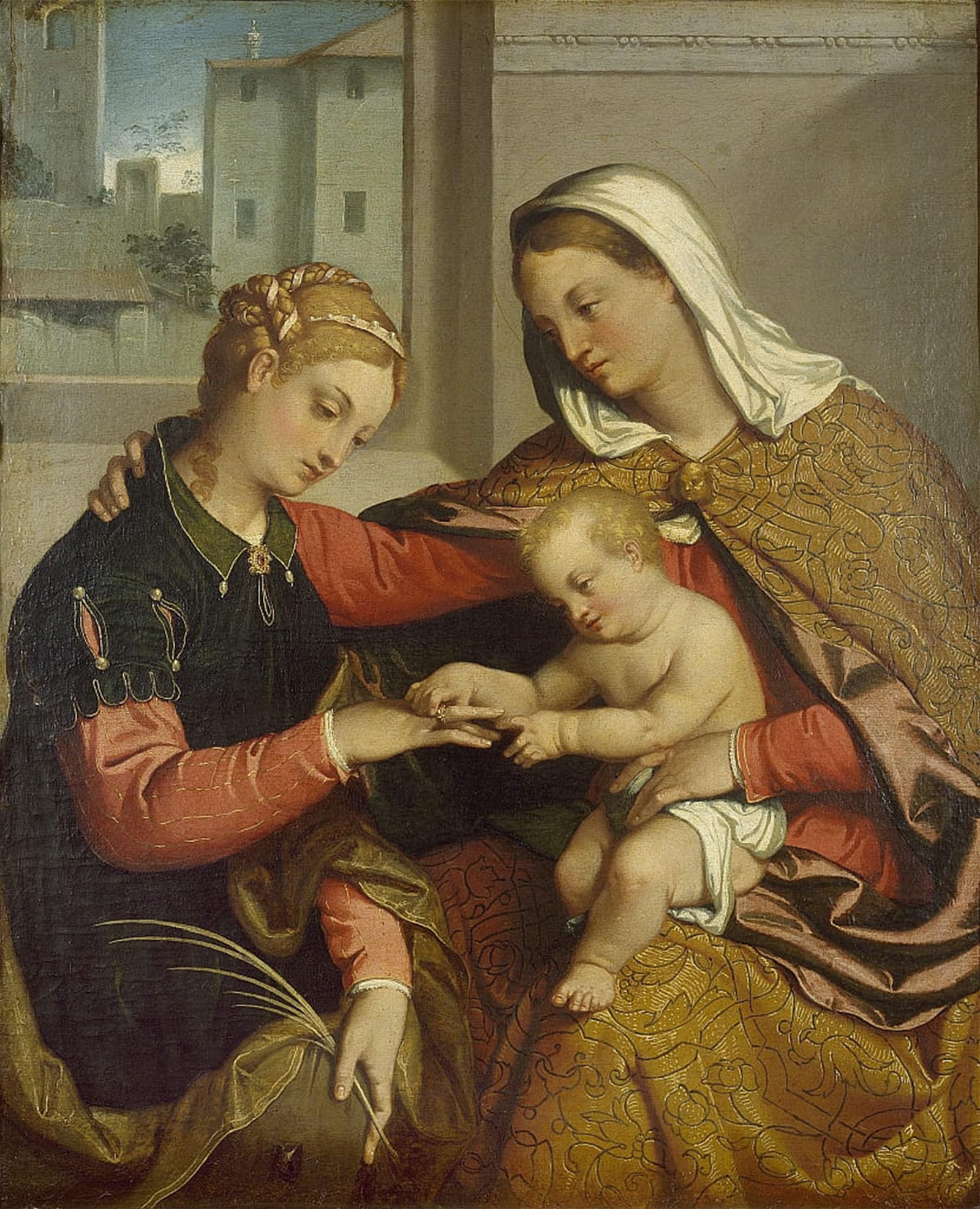 Artxlxxbn No Frame Famous Prints Artwork Pictures Poster Painting Art The Mystic Marriage Of St Catherine By Battista Moroni Artwork Landscape Pictures For Home Decor 60X90cm