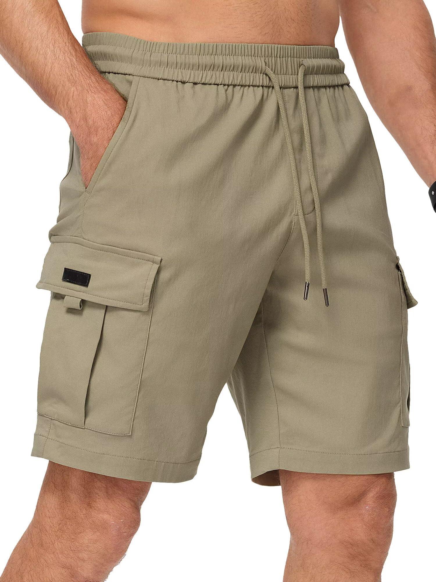 Dokotoo Men Mens Cargo Shorts Casual Solid Color Lightweight Summer Outdoor Work Cargo Shorts with Multi Pockets
