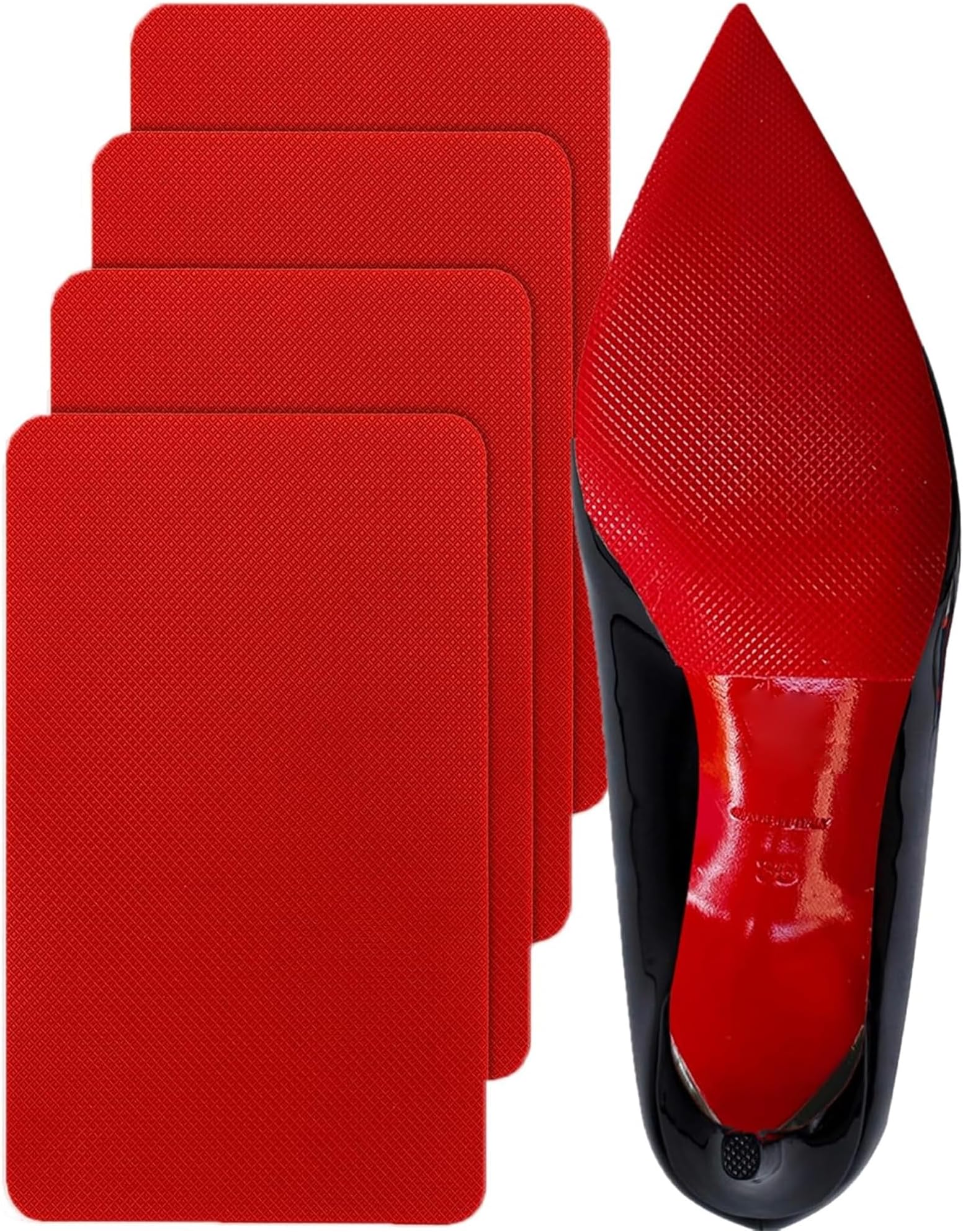 CZBYXA12 Red Bottom Shoe Protector,Self-Adhesive Red Bottoms Sole Protector Compatible with Christian Louboutin High Heels,Gel Red Bottom Protectors for Men Womens(6"x4" Red-2Pairs)