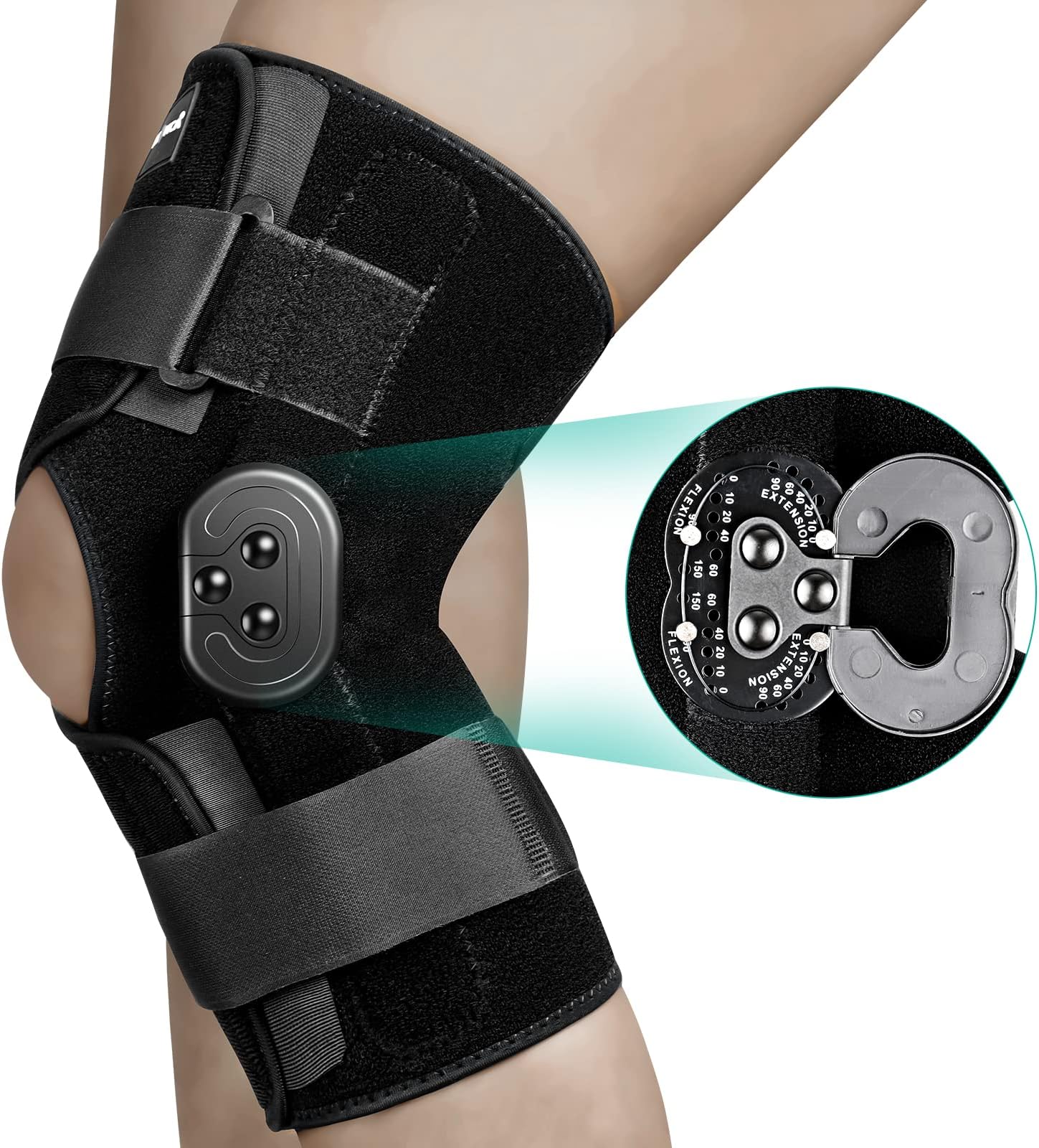 NEENCA Hinged Knee Brace, Knee Immobilizer with Locking Dials & Side Stabilizers, Medical ROM Knee Brace for Knee Pain, Arthritis, ACL, PCL, MCL,Meniscus Tear, Injuries/Post OP, Prevent Hyperextension