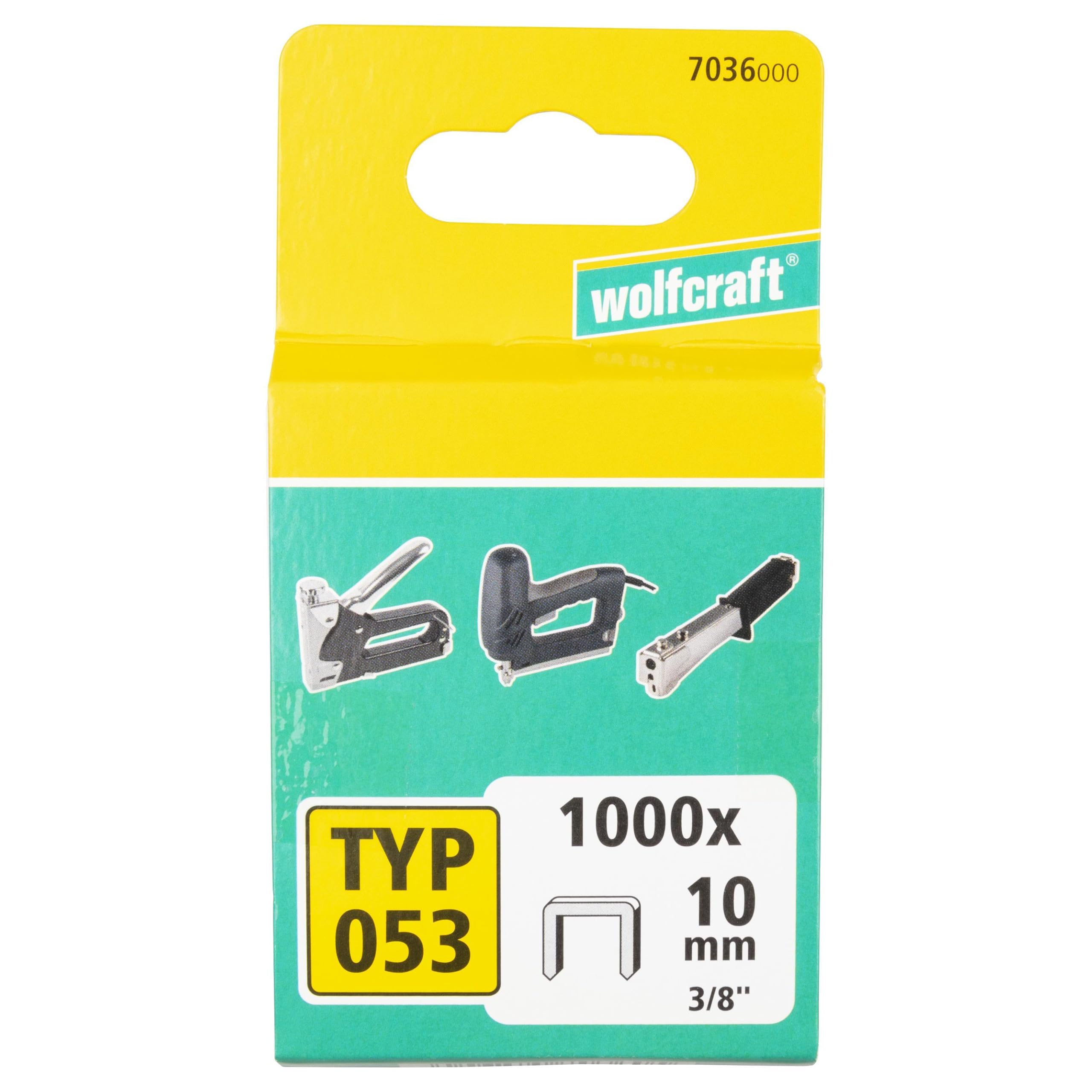 wolfcraft 1,000 Broad Back Staples, Type 053, 10 mm Extra Hard Steel