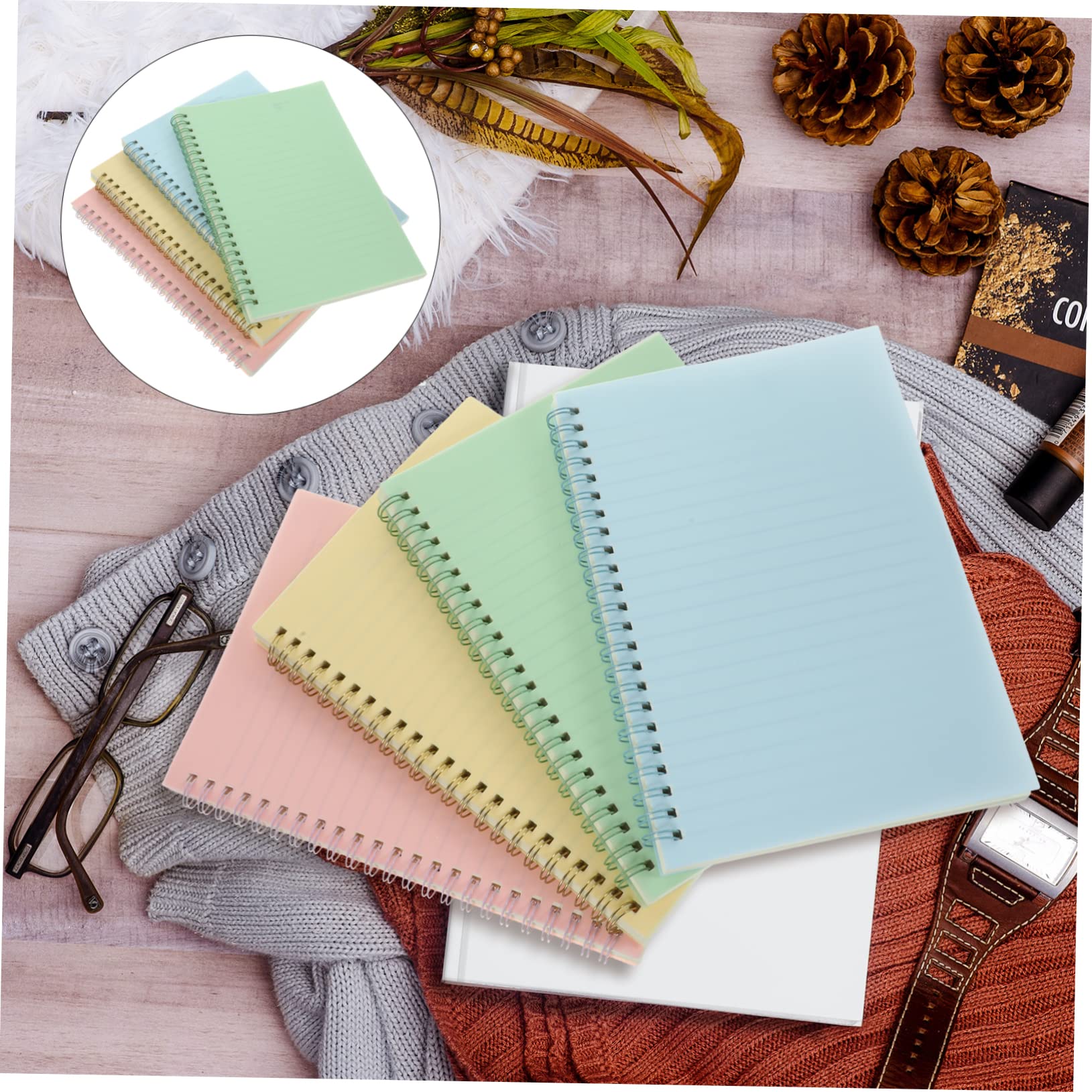Quaderno Spiralato A5 4pezzi Carta Spessa e Design Classico Minimalista, Previene Problemi di Ombreggiatura, per Studenti e Insegnanti