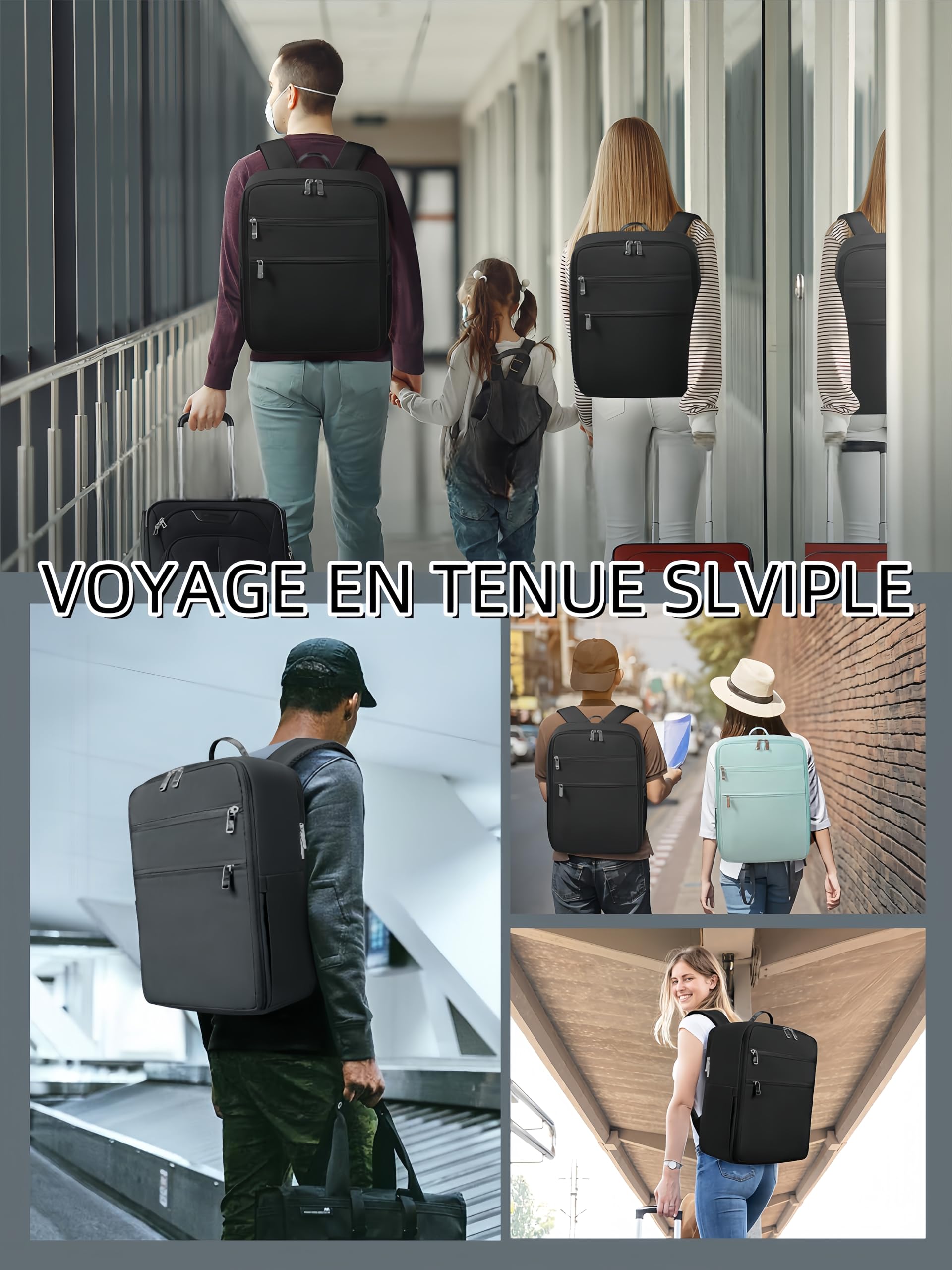 Bagage Cabine 45x36x20 pour Easyjet Sac à Dos Voyage Cabine Bagage a Main Sac Antivol Sac Humide Dos Ordinateur Portable avec Port USB