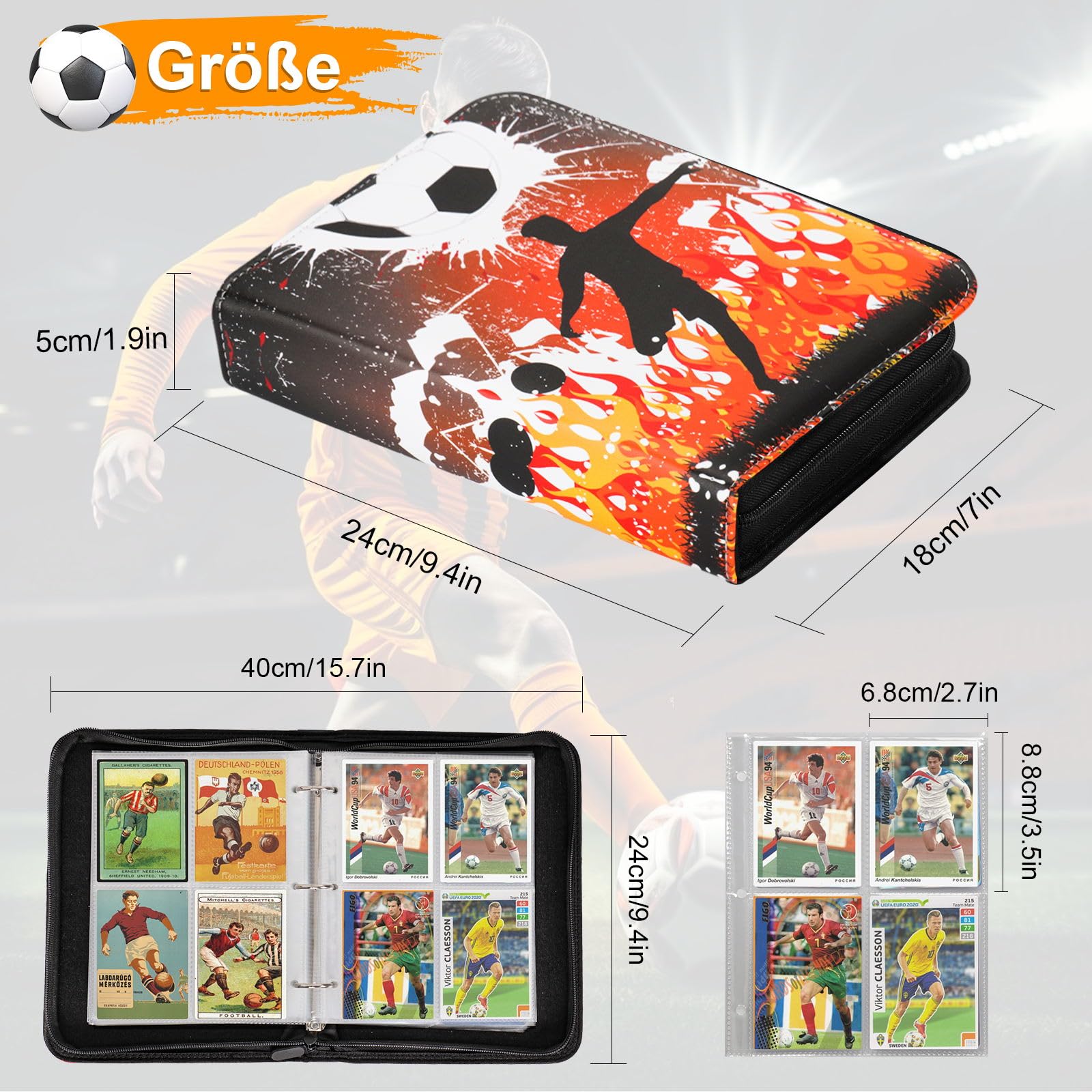 Sammelalbum Für Karten 900 Stück | 50 Seiten PU Leder Mit Reißverschluss - Wasserdicht