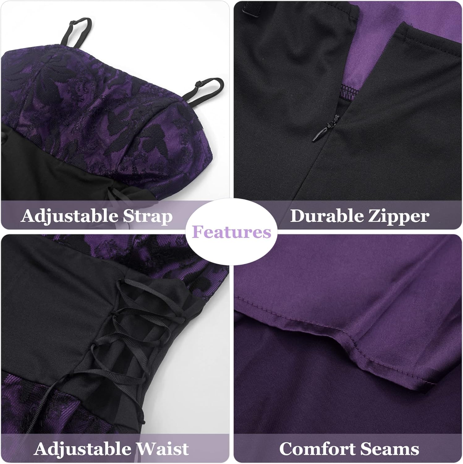 Steampunk Gothic High Low Dress for Women Vintage Floral Lace Dress Spaghetti Strap Lolita Dress Lace Up Corset Dresses - Image 3