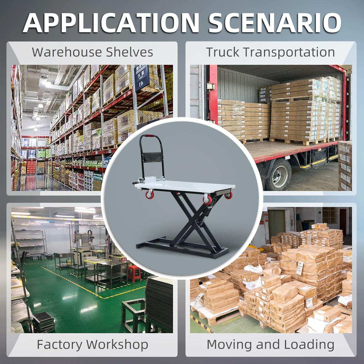 Electric Lift Table Cart 47" Lifting Height 660lbs Payload Electric Scissor Lift Table Portable Electric Lifting Flatbed Handcart for Material Handling (660Lbs 47" Lifting)