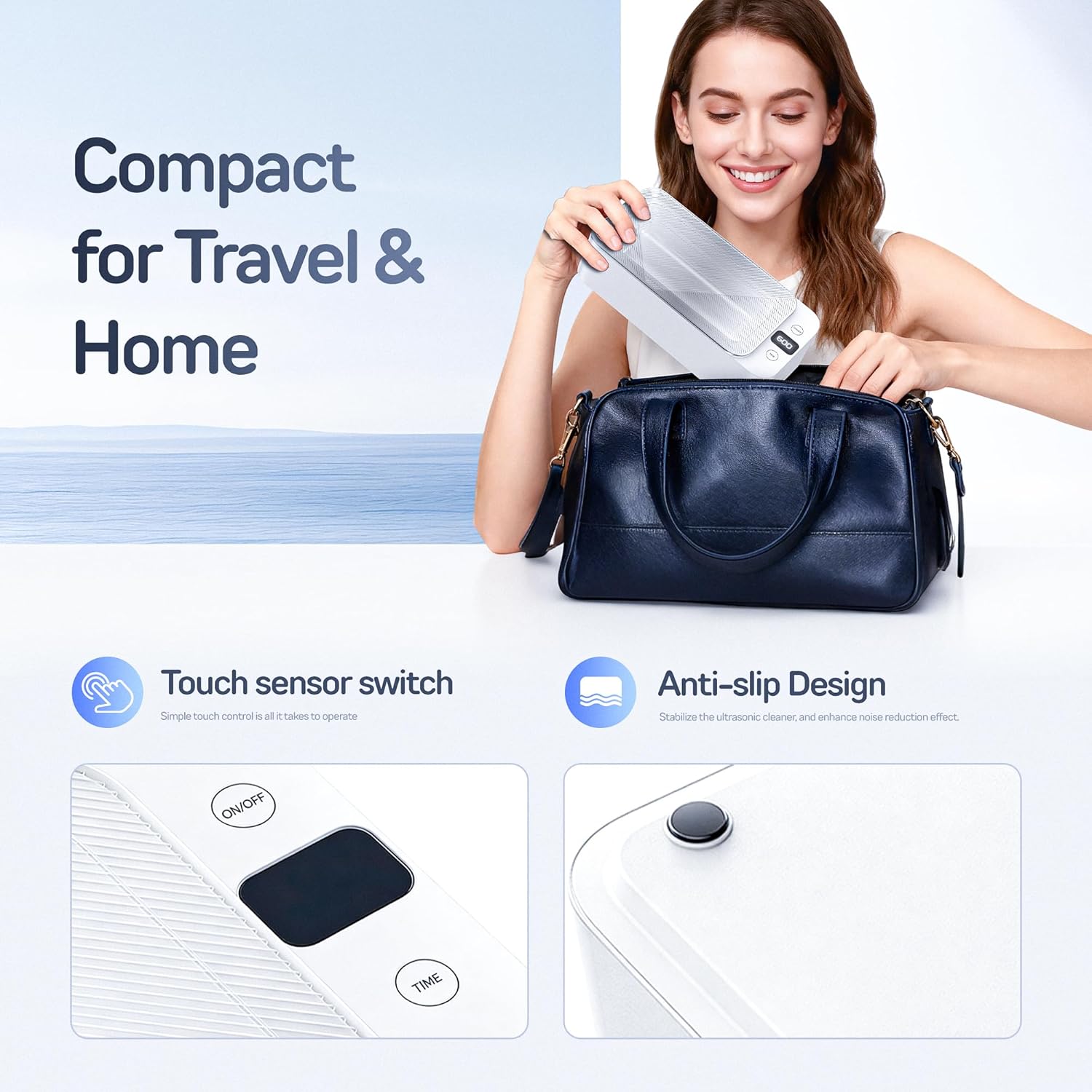 Ultrasonic Jewelry Cleaner, 50khz Professional Ultrasonic Cleaner Machine for Jewelry, Eyeglasses, Watches, Dentures,5 Time Modes,316 Stainless Steel Tank,500ml Capacity (White).