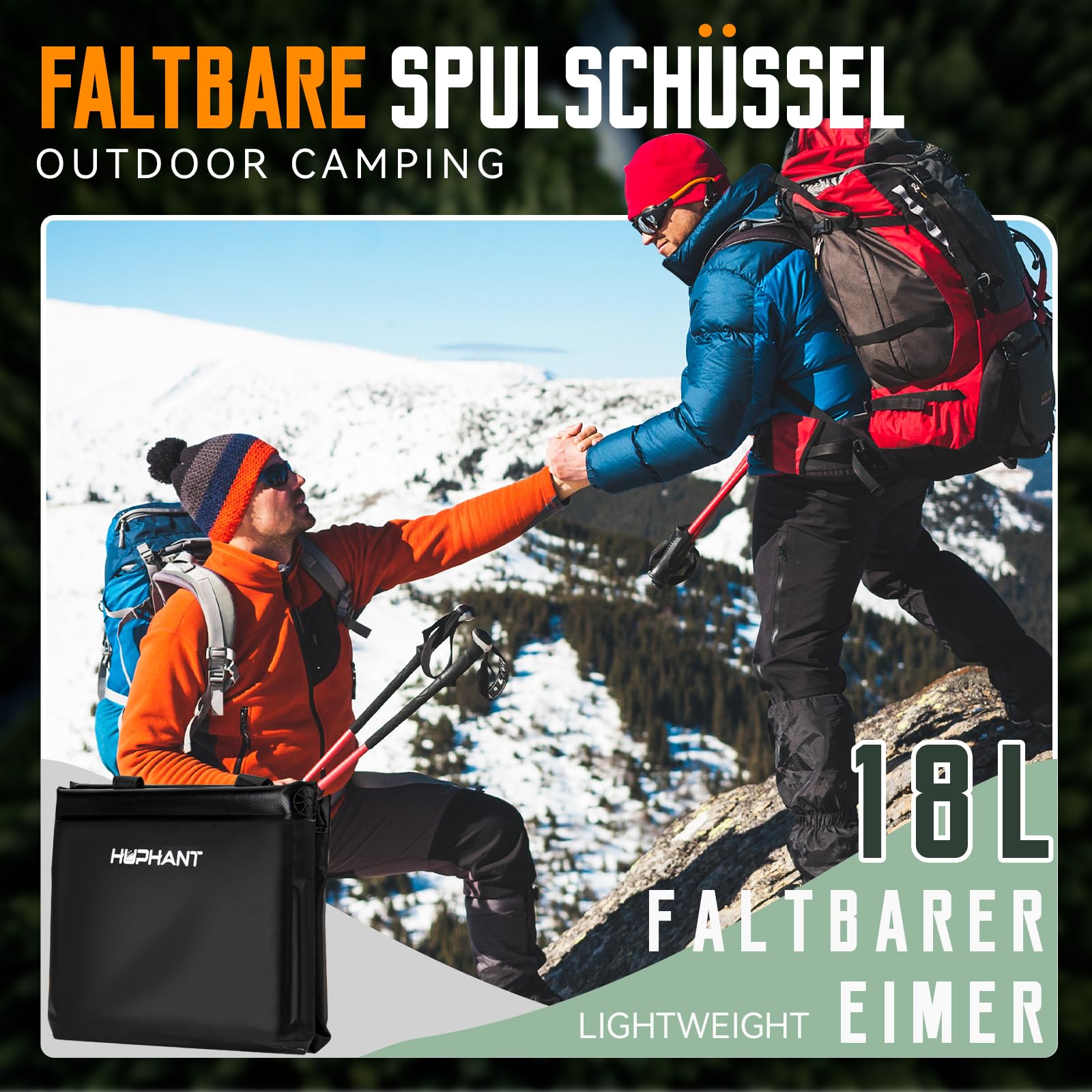 Faltschüssel Camping 18L,Faltbare Outdoor Spülschüssel Waschschüssel,Spülwanne Camping Platzsparendes,Faltbare Spüle,Schwarz