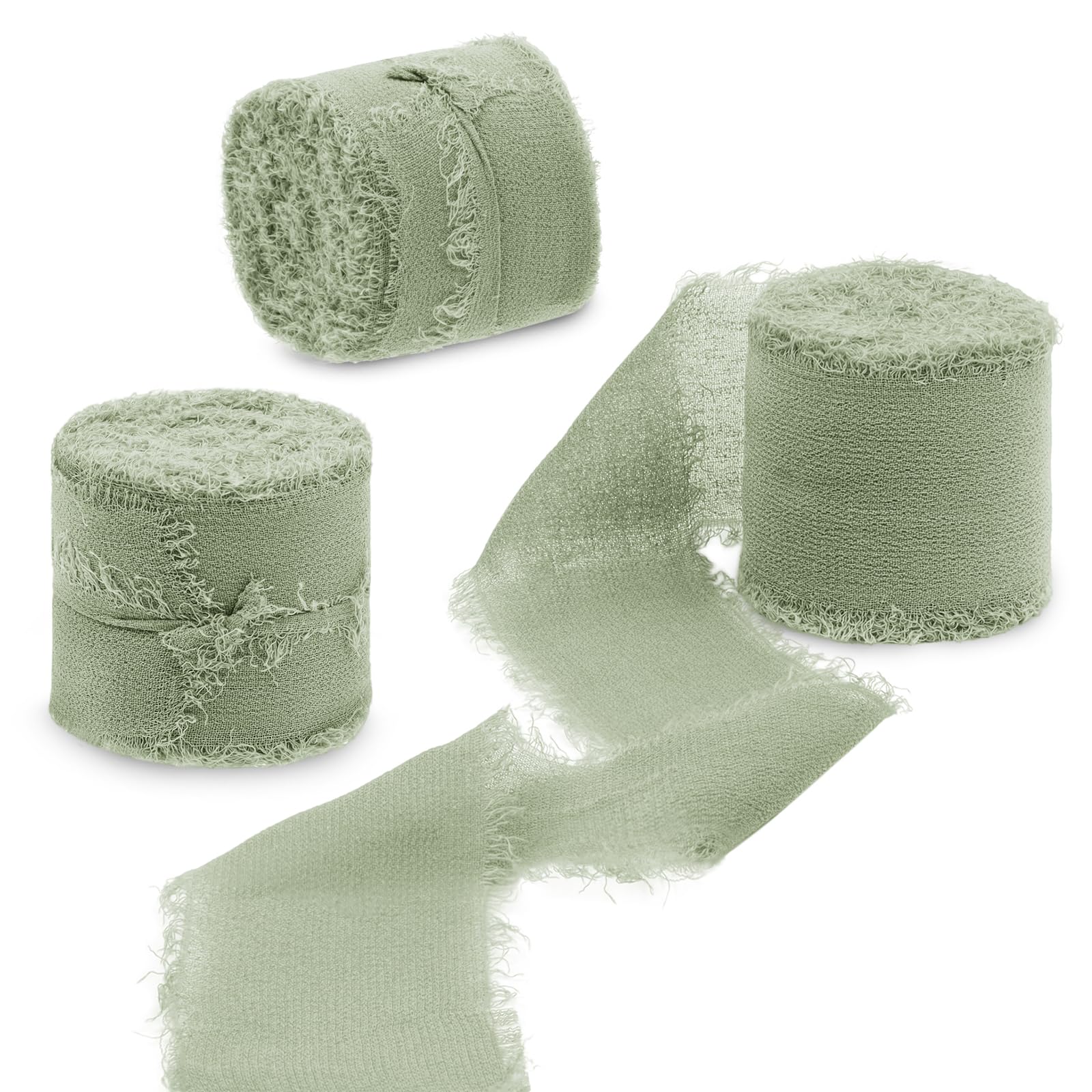Uiopa 3 Rolls Chiffon Ribbon, 40mm x 15m(16.4 Yards) Frayed Edges Gift Wrapping Ribbon