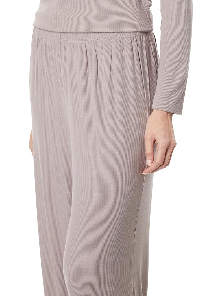 Taupe Barefoot Dreams Malibu Collection&#174; Ultrasoft Rib Wide Leg Pants