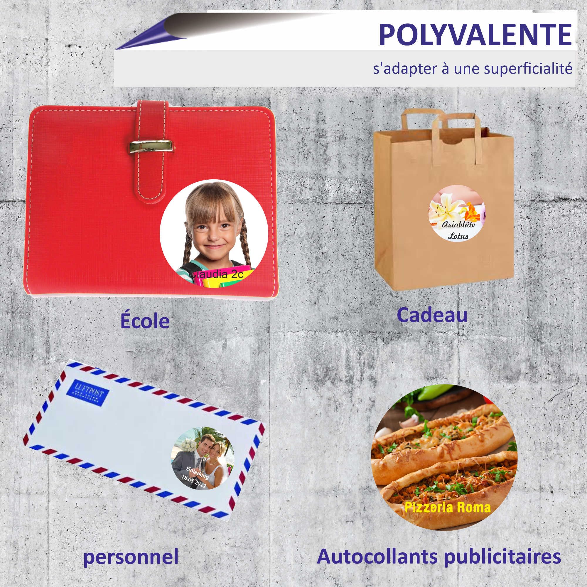 INDIGOS UG Photo autocollante - 40mm rond - 1000 pièces Autocollants nominatifs pour enfants, écoles, invitations, mariages, baptêmes, fiançailles, communions, anniversaires, fêtes - personnalisés