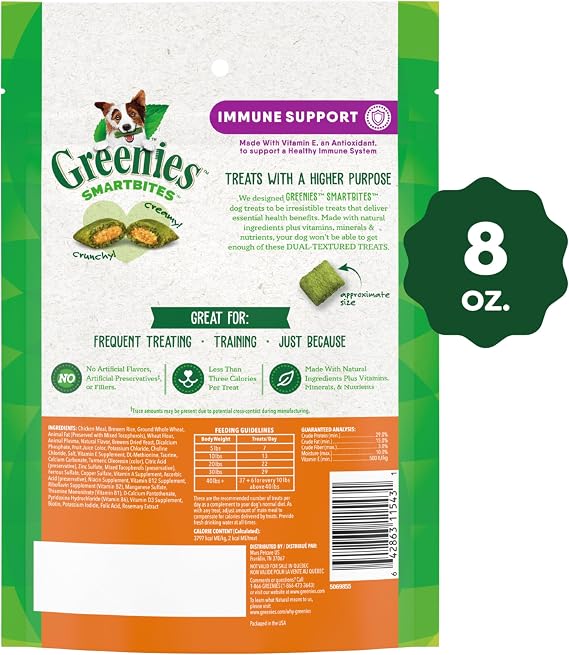 Greenies Smartbites Immune Support Dog Treats, Chicken Flavor, 8 oz