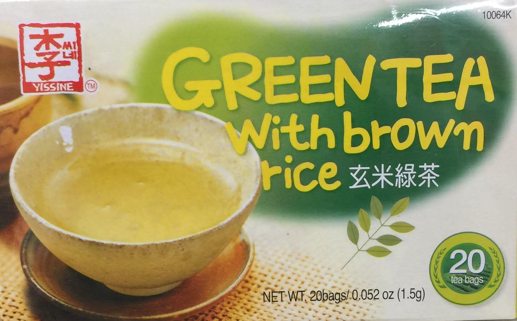 1.5g Yissine Green Tea with Brown Rice, 20 Tea Bags (One Unit)