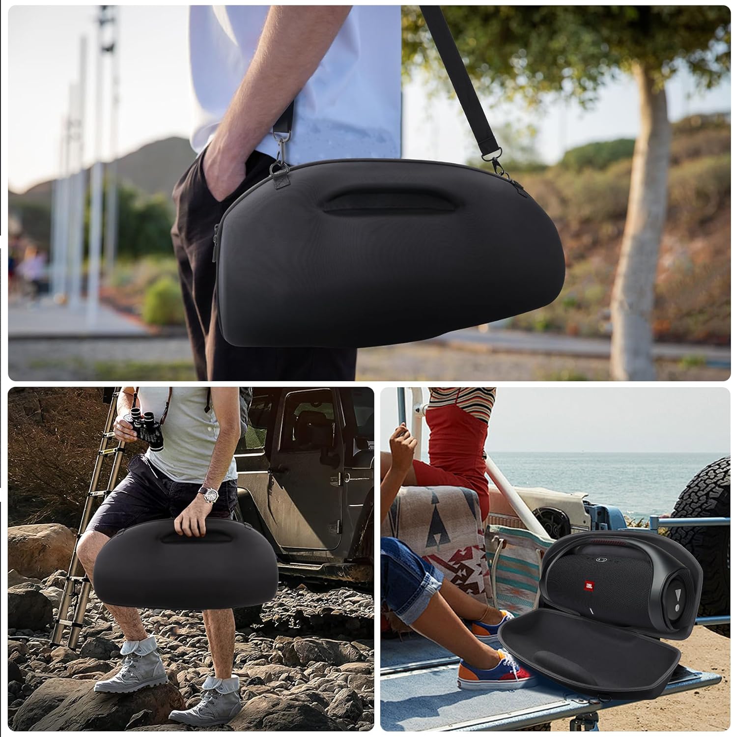 co2CREA Hard Travel case Replacement for JBL Boombox 2 Boombox 3 Waterproof Portable Bluetooth Speaker (All Black Case for Boombox 2 Speaker) - Image 8