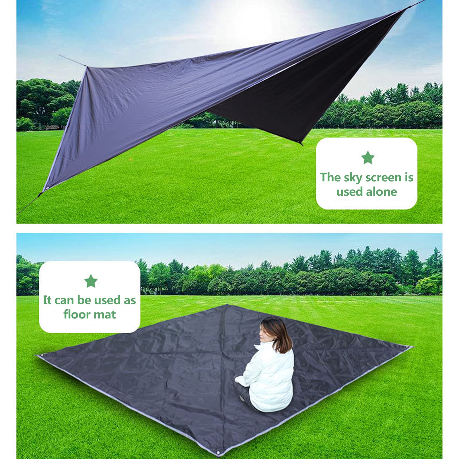 Hamaca portátil de camping con mosquitera para lluvia, correas de árbol, ligera y duradera, para senderismo, viajes y actividades al aire libre