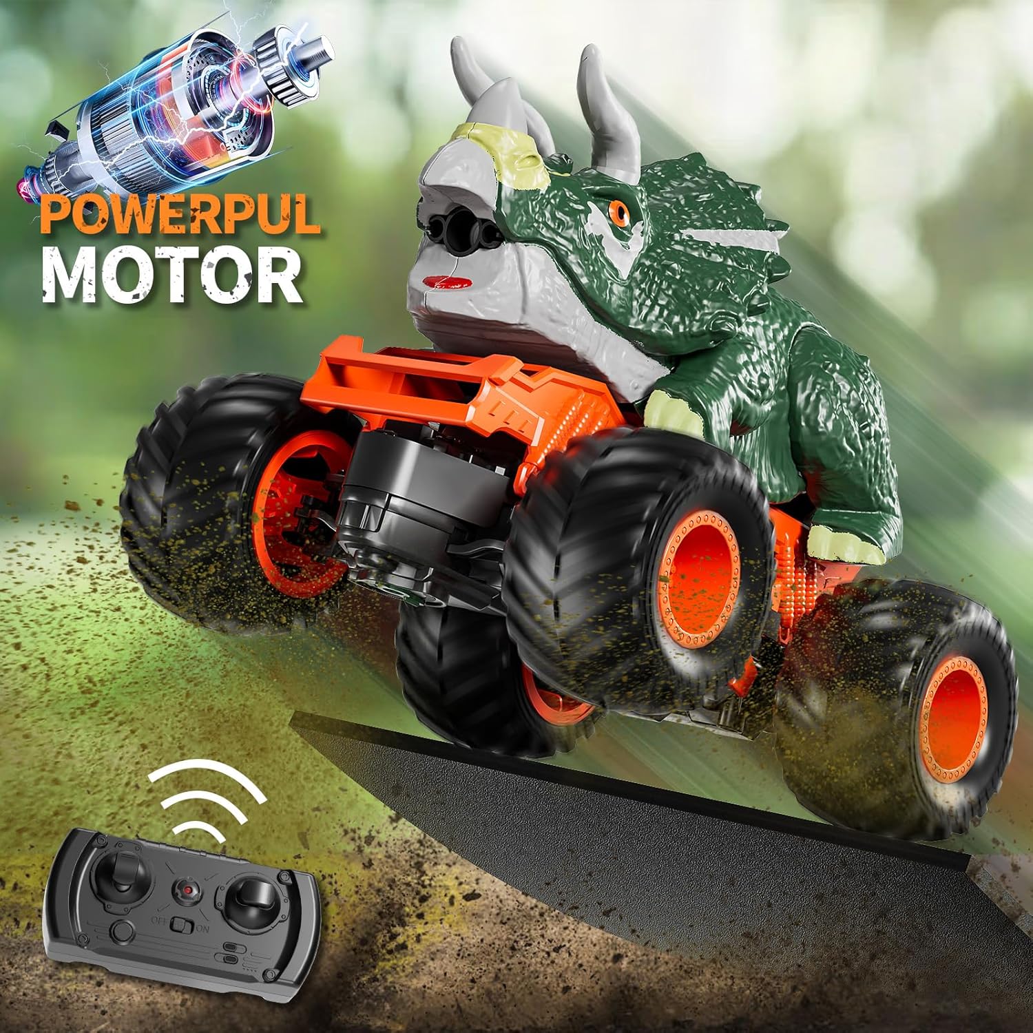 Bennol Remote Control Dinosaur Cars Trucks Toys for Kids Boys 3-5 4-7 8-12, 2.4GHz RC Dino Car Toys Gifts for 3 4 5 6 Year Old Boys Kids, Indoor Outdoor RC Car Dinosaur Toys for Kid 3-5 4-7 5-7 8-12