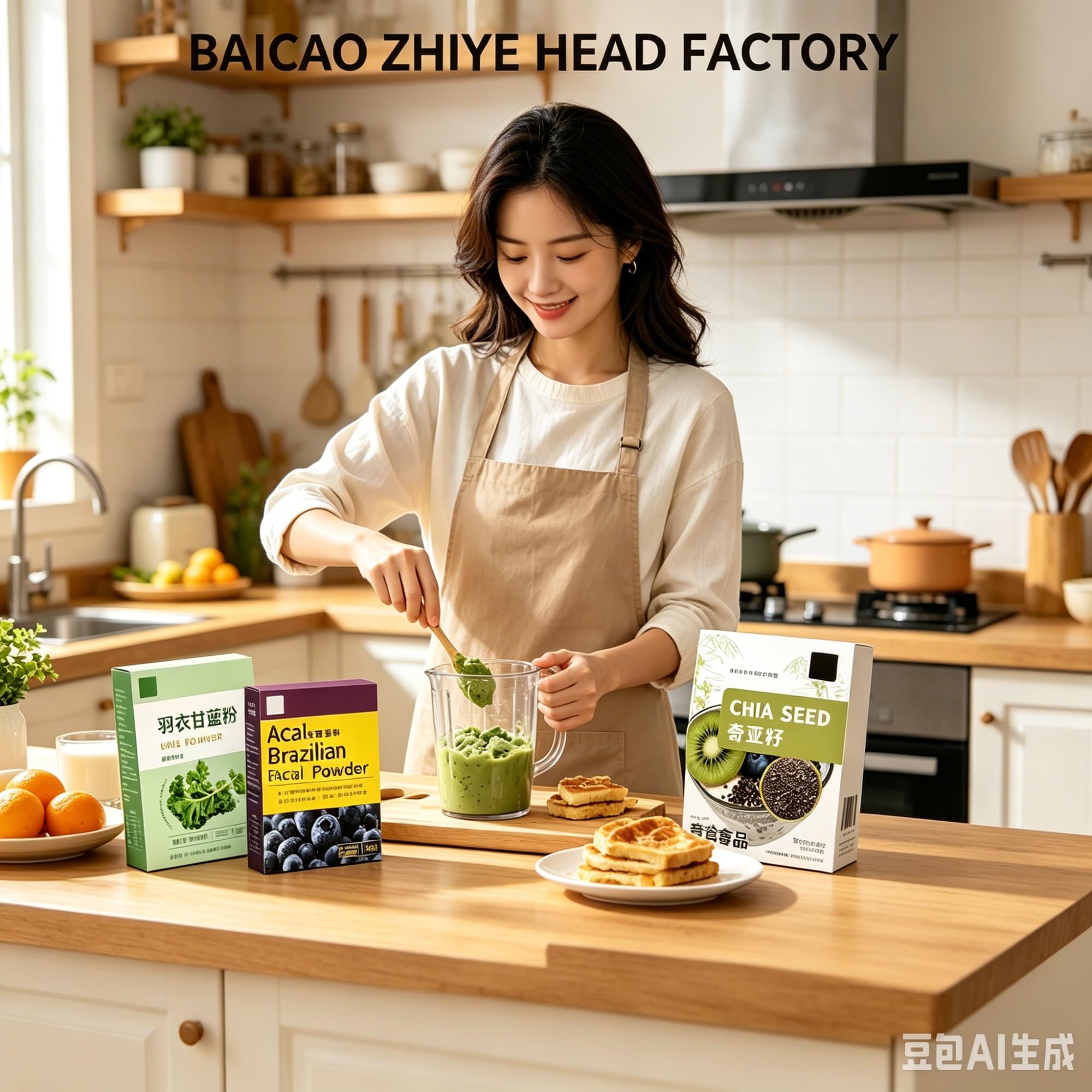 3-Box-Set mit Chia-Acai-Grünkohl-Pulver, Naturfaser-Set for den täglichen Mahlzeitenersatz(3pcs)