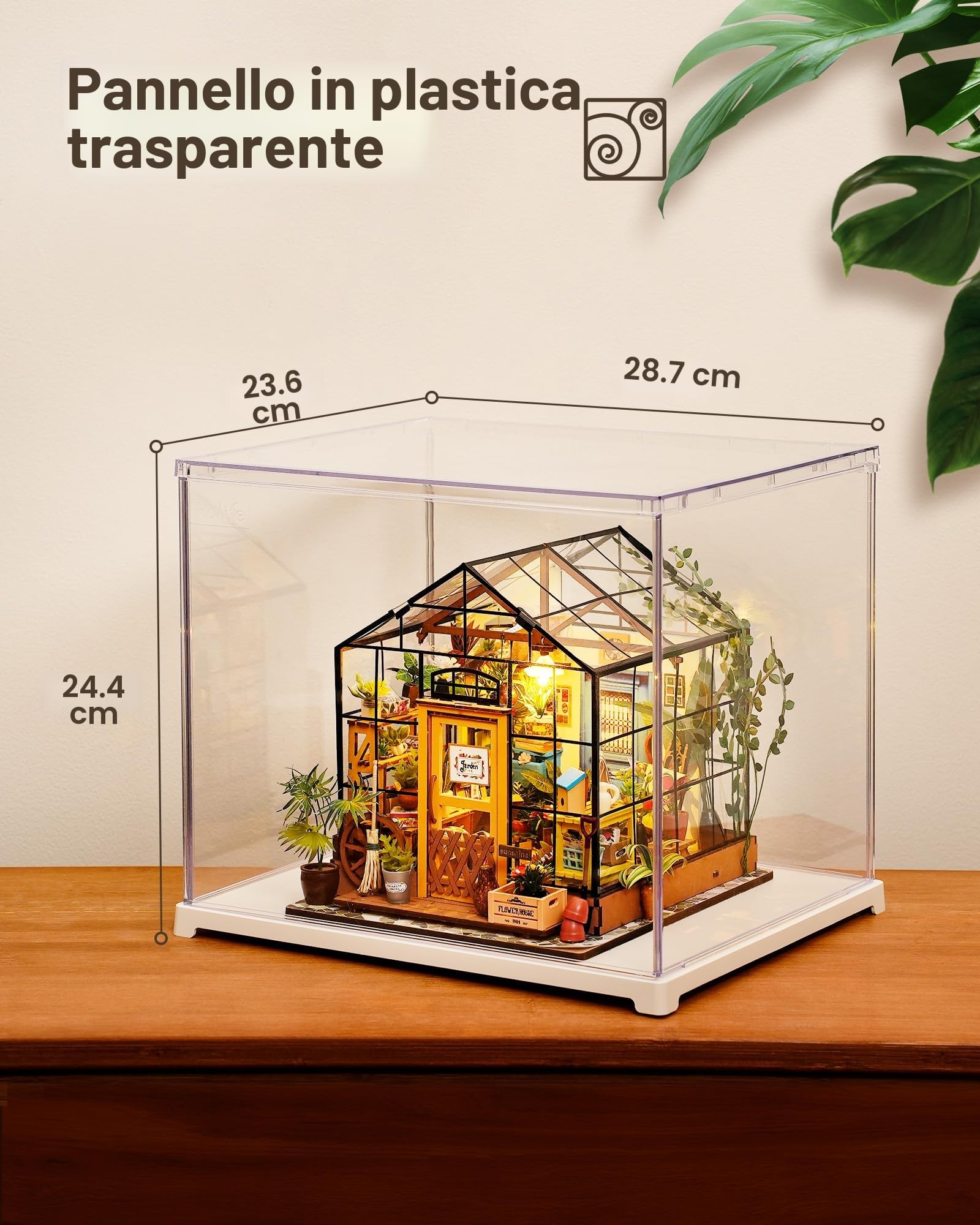 Rolife Vetrina in Acrilico DF03L - Vetrina Antipolvere con Porte, Spazio Utilizzabile Interno 10,63 × 8,63 × 8,86 pollici, Adatta a Case Miniature, Blind Box, Pop Figure & Collezioni