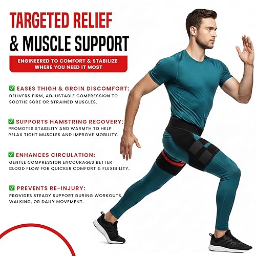 Miniatura 5 de Manga de compresión de muslo para cadera  Dispositivos de alivio del dolor de ciática  Tirantes de isquiotibiales y envoltura de compresión de ingle
