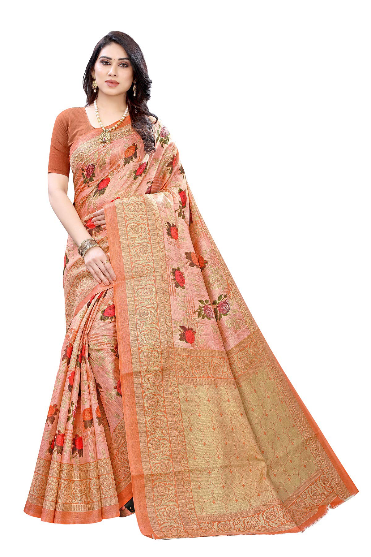 PeegliIndian Women's Art Silk Saree Printed Traditional Sari with Blouse Piece