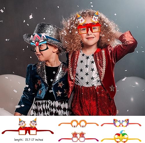 Miniatura 7 de Serencatcher 16 anteojos de papel de circo, divertidos lentes de fiesta de carnaval para niños y adultos, anteojos de carnaval, accesorios para