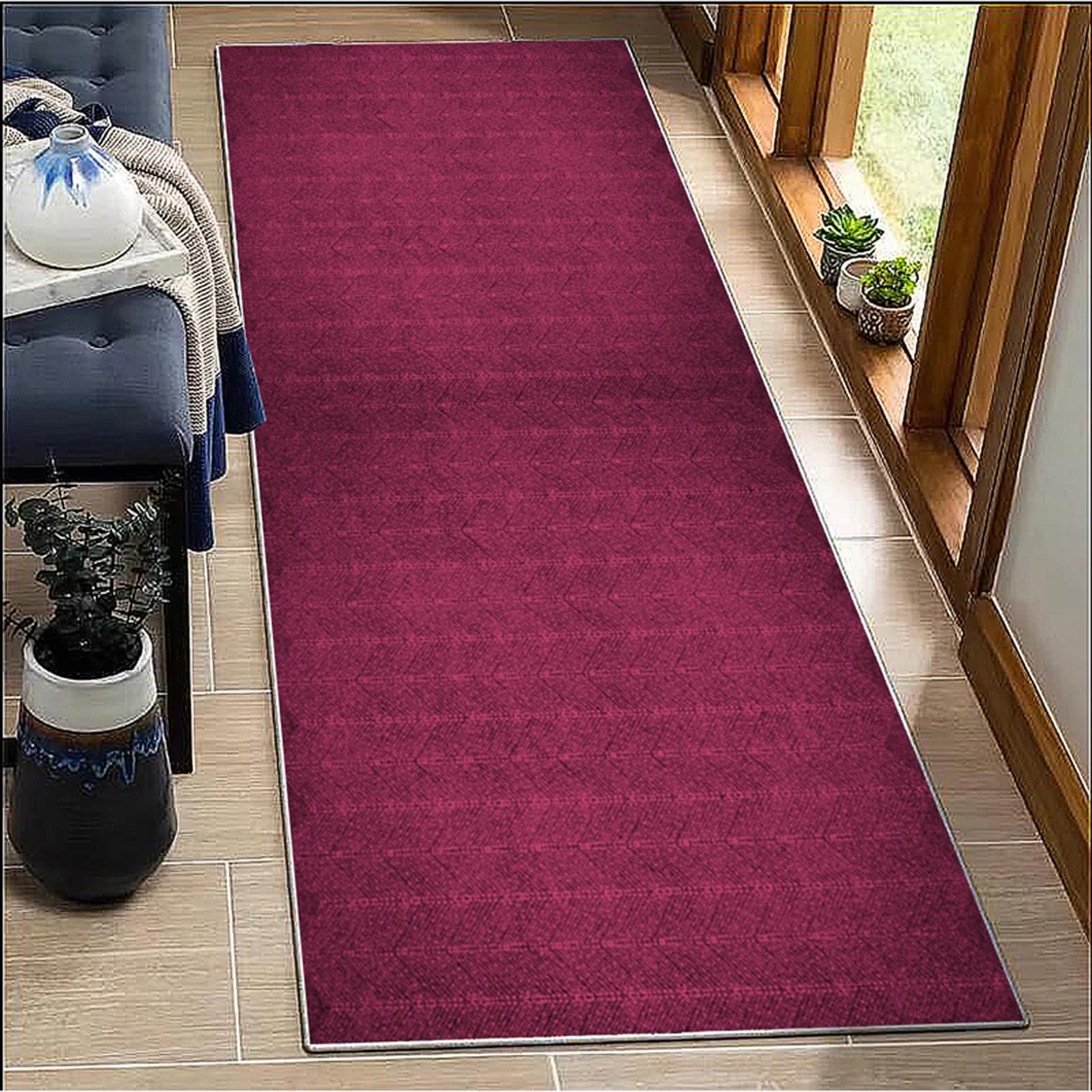BORKOY Long Carpet Runners for Hallways Non Slip 70x250cm Washable pink Runner Rugs Kitchen Runner Absorbent Door Mats Hallway Hall Runners Narrow Rugs for Entrance Bedroom Hallways Living Room