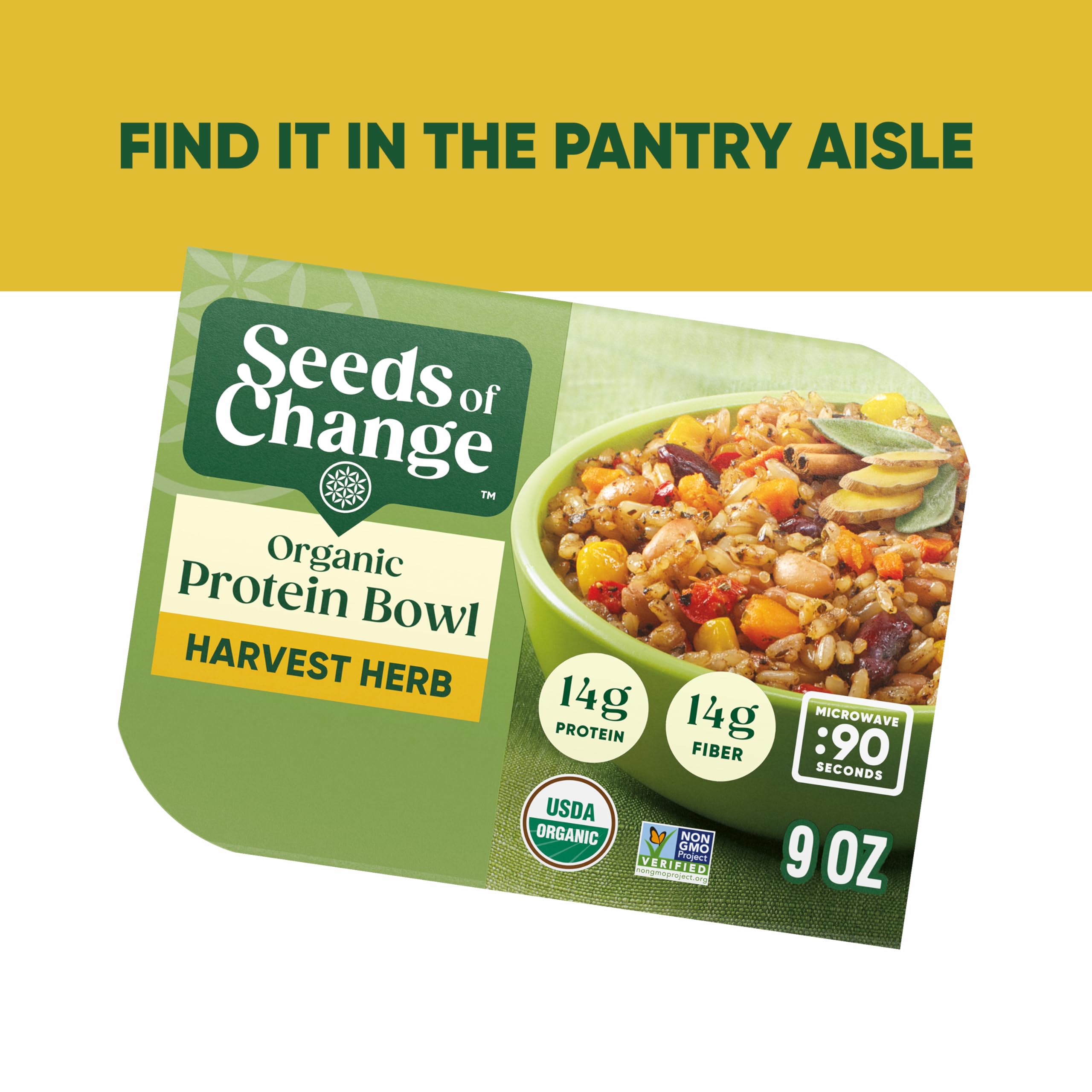 SEEDS OF CHANGE Organic Protein Bowl Harvest Herb Prepared Entr e Microwave in 90 Seconds 9 oz — view 7