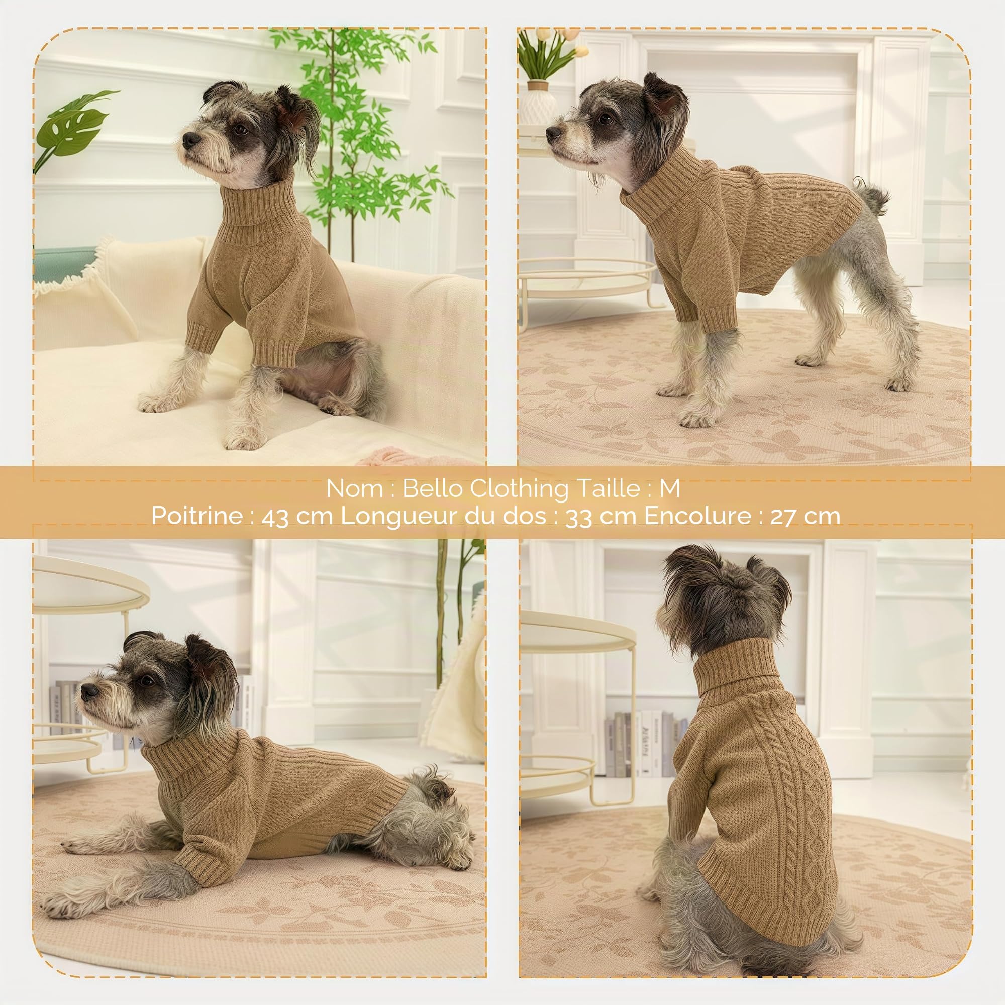 KONVINIT Pull pour Petit Chien,Élastique et Confortable pour Hiver, Facile à Mettre