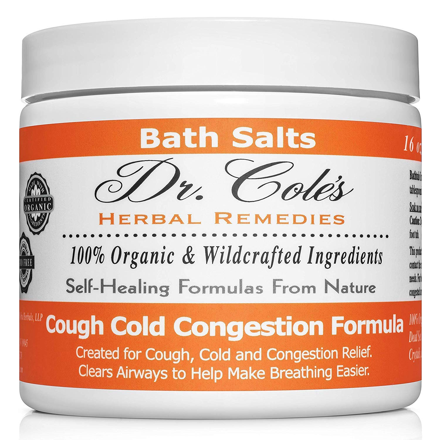 Dr. Cole’s Organic Cough Cold Congestion Bath Salts Extra Strength, Organic, May Assist to Provide Cough, Cold and Congestion Relief