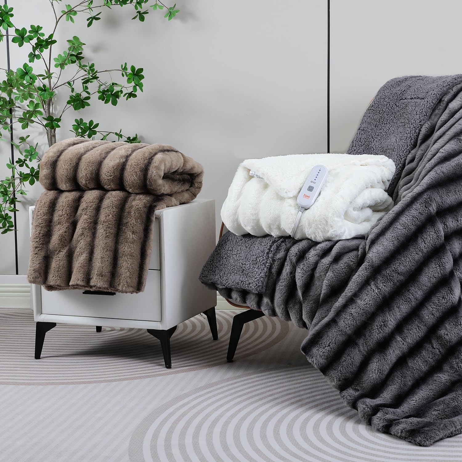 Heated Blanket Electric Queen- 84"x90" Soft Thick Faux Fur Electric Blanket for Sofa with 5 Heat Levels & 10 Hours Auto-Off Overheat Protection, Warm Cozy Gifts, Brown - Image 9