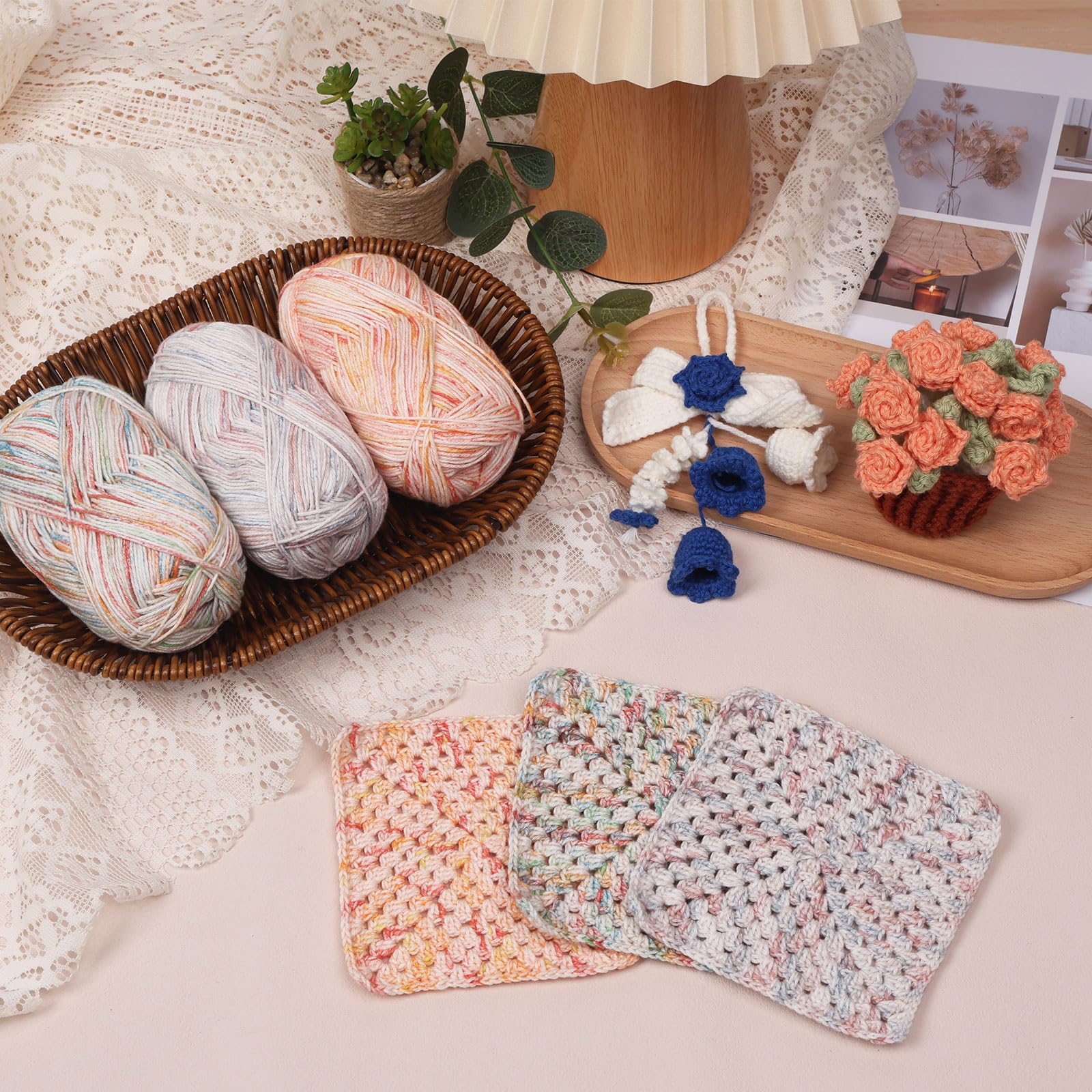 Pretty Jolly 4 Skeins Soft Baby Yarn, 100% Cotton, Crochet & Knitting, 4 Ply, Fingering Weight - Image 4