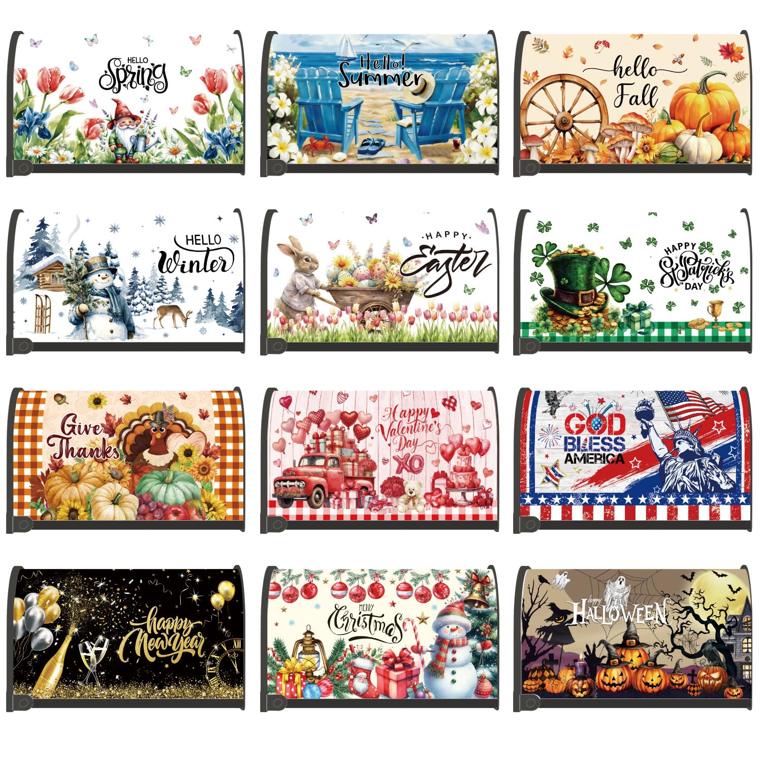 InIsaJace 12 PCS Seasonal Magnetic Mailbox Covers