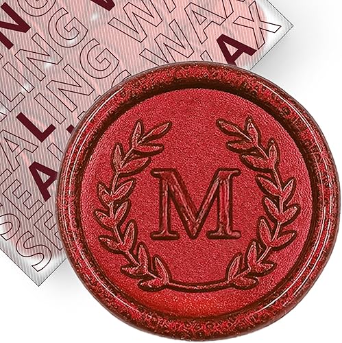 25 calcomanías adhesivas de sello de cera con letra M roja, hechas a mano, sin necesidad de sellar, rasgar y usar calcomanías de cera para
