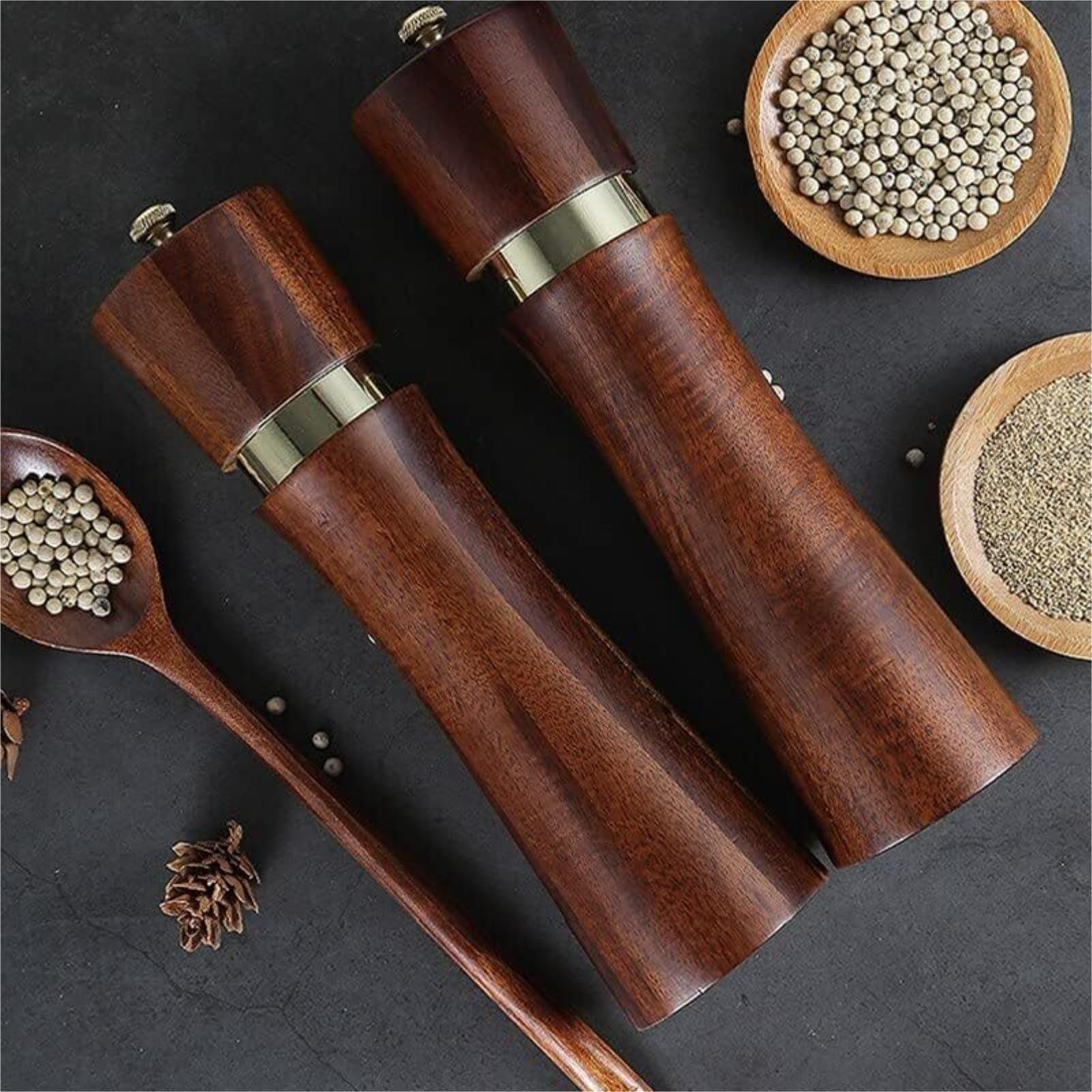 Młynek Do Przypraw Pieprzu Młynek Do Soli I Pieprzu 8-calowy Drewniany Shaker Z Regulowaną Grubością Do Różnych Przypraw(1pcs)
