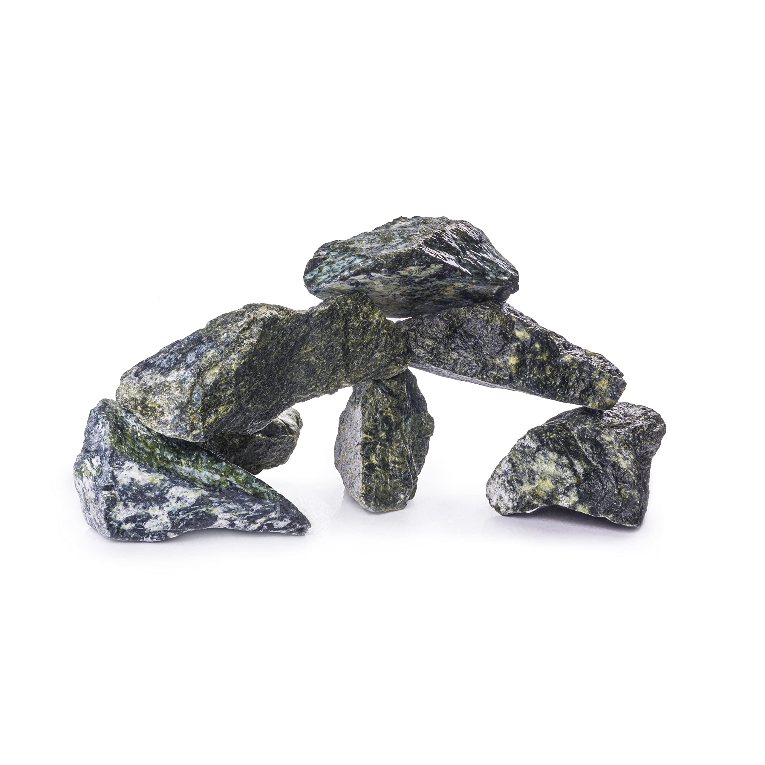 TM Aquatix Fish Tank Stones Rocks for Aquarium - Natural Decoration - Improves Water Parameters - Perfect for Caves Shelters (15kg, Green Angel)