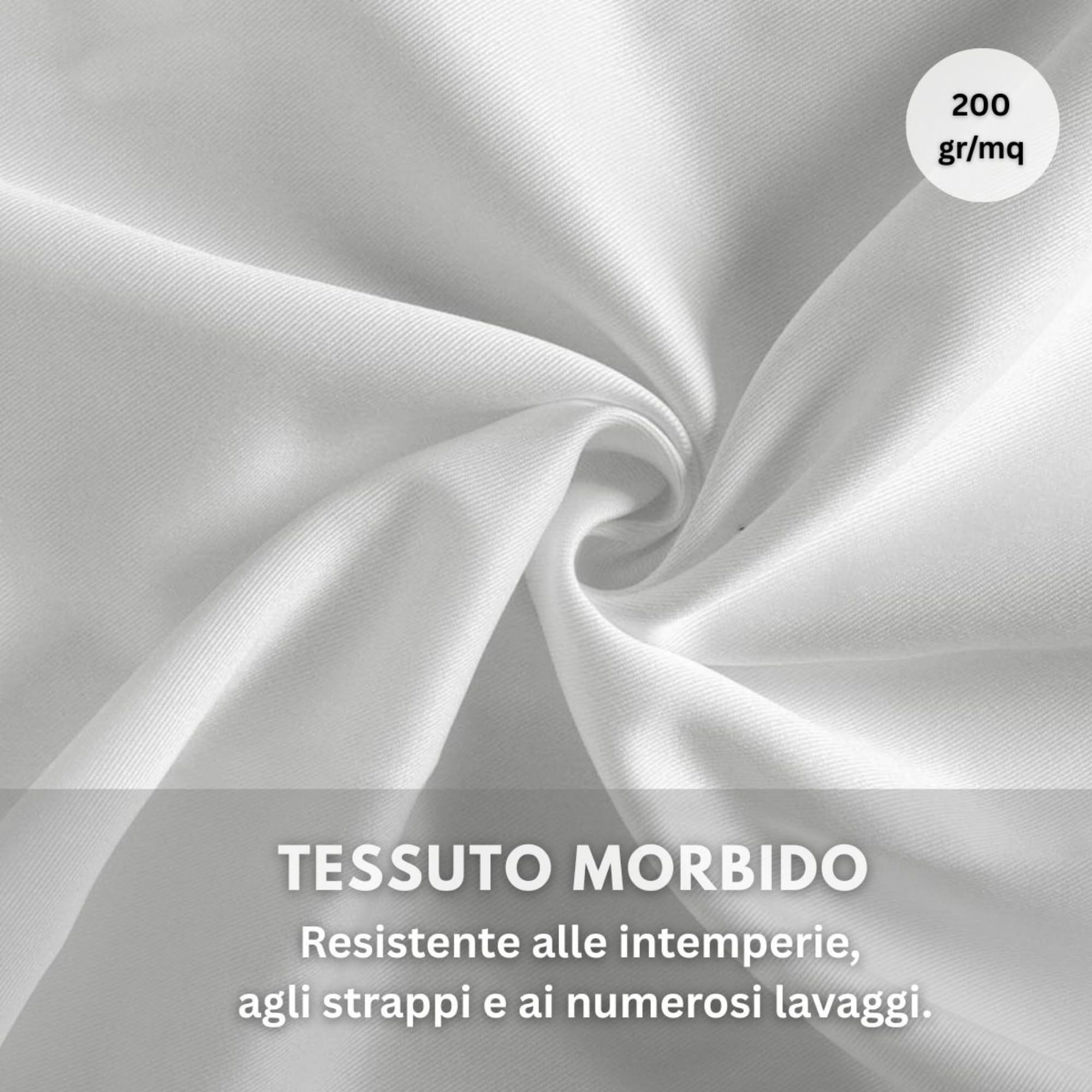 Morbidissimi – Tenda Gazebo Idrorepellente e Resistente, Tenda da Esterno 200x270 cm Per Gazebo, Dotata di Passanti Con Chiusura A Bottone, 100% Made in Italy - Bianco