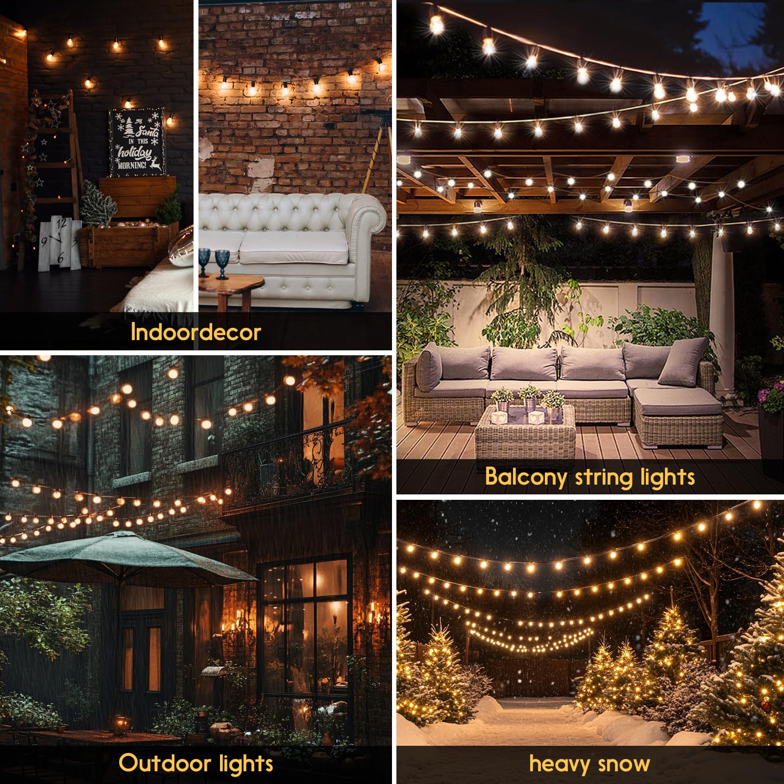 Ghirlanda di luci LED per esterni, corrente: 30,5 m, illuminazione esterna, G40, lampadine da giardino