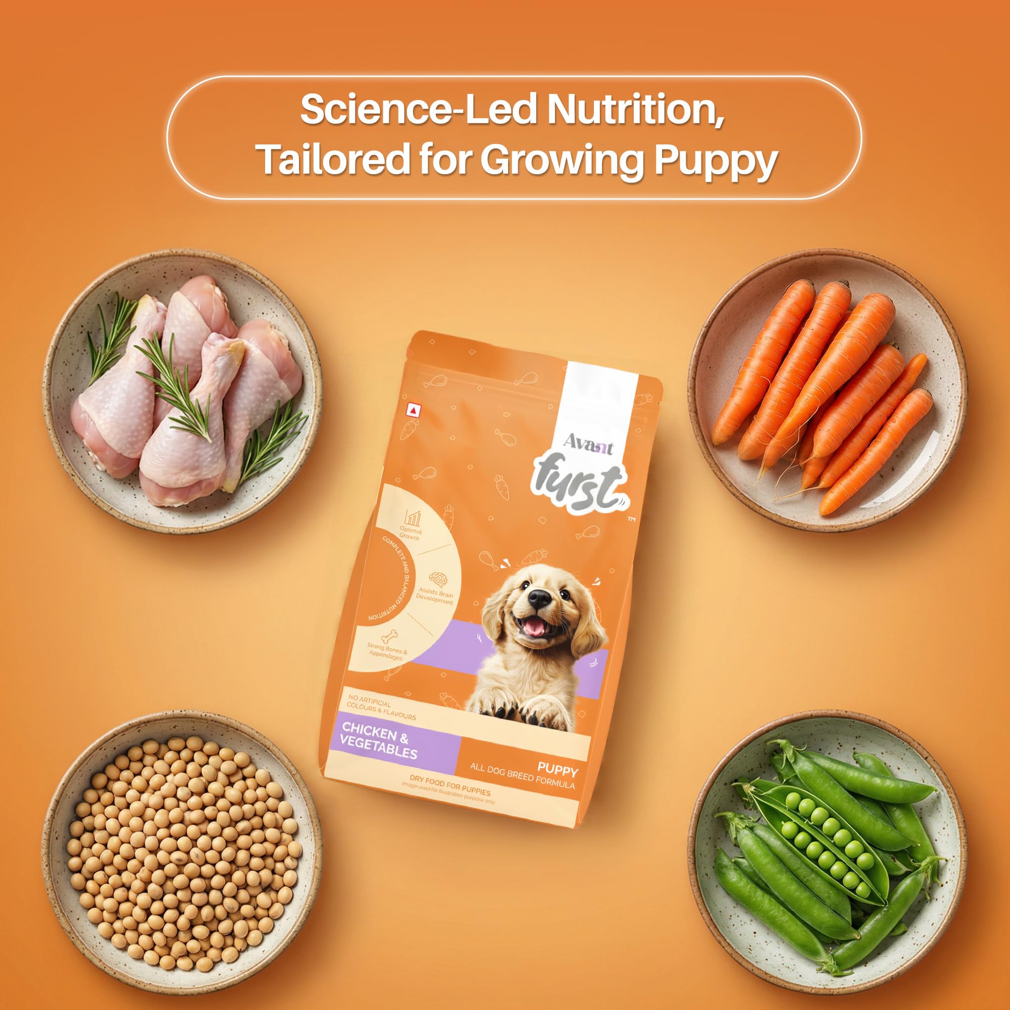 Avant Furst Puppy Dry Dog Food Chicken & Vegetable, Dog Food Puppy with Real Chicken Protein & DHA, Dry Food for Growing Puppies, No Artificial Additives, 2.8kg 1