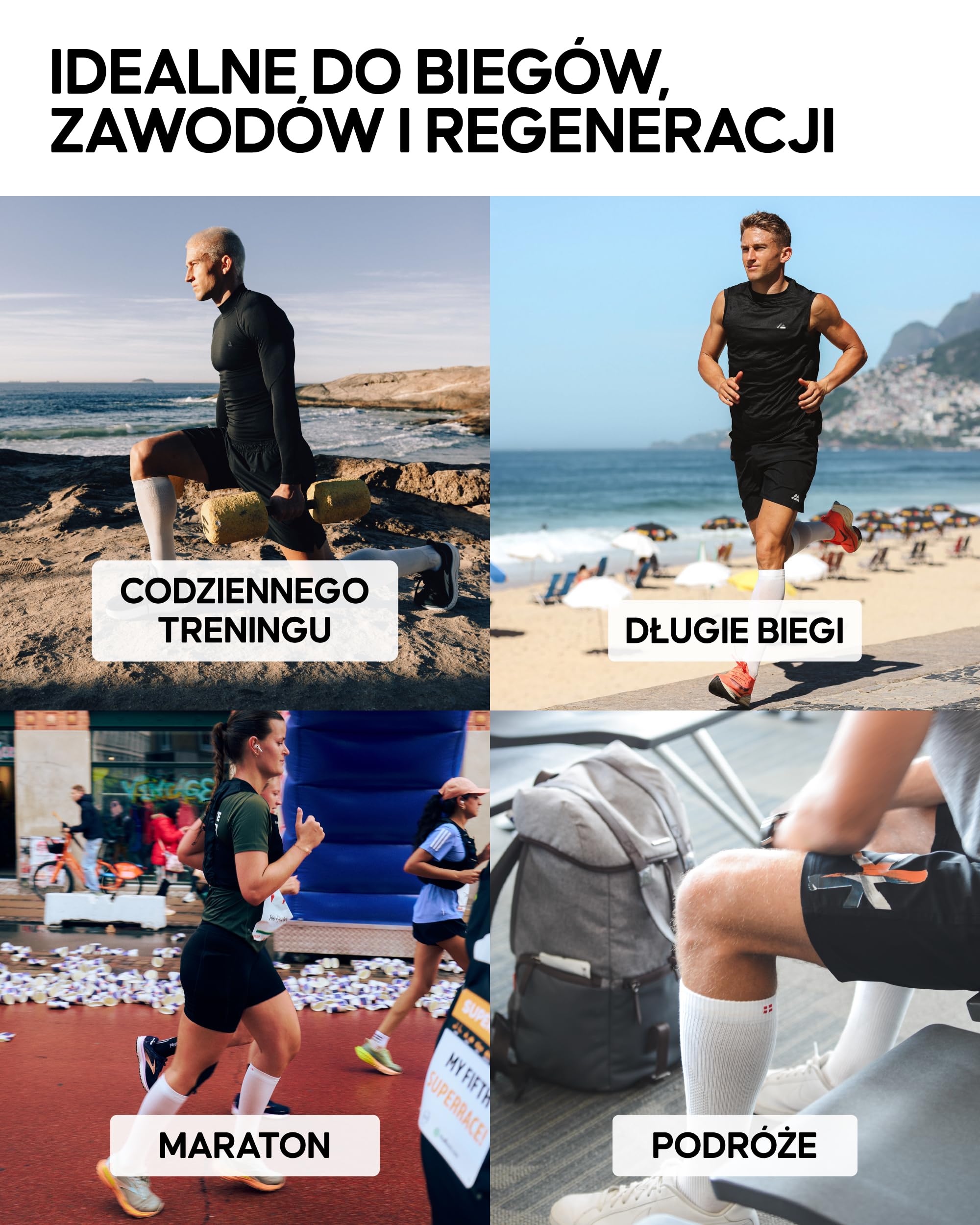 DANISH ENDURANCE 1 and 2-Pak Skarpet Kompresyjnych 21–26 mmHg, Regeneracja po Bieganiu, Skarpety Podróżne z Odprowadzającym Pot Stopniowanym Uciskem, Unisex