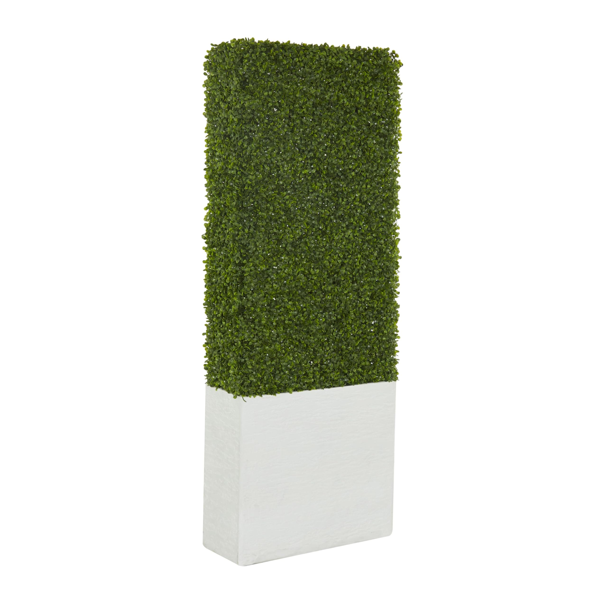 Deco 79 Faux Foliage Boxwood Hedge Topiary Tall with Realistic Leaves and White Fiberglass Planter Box, 22