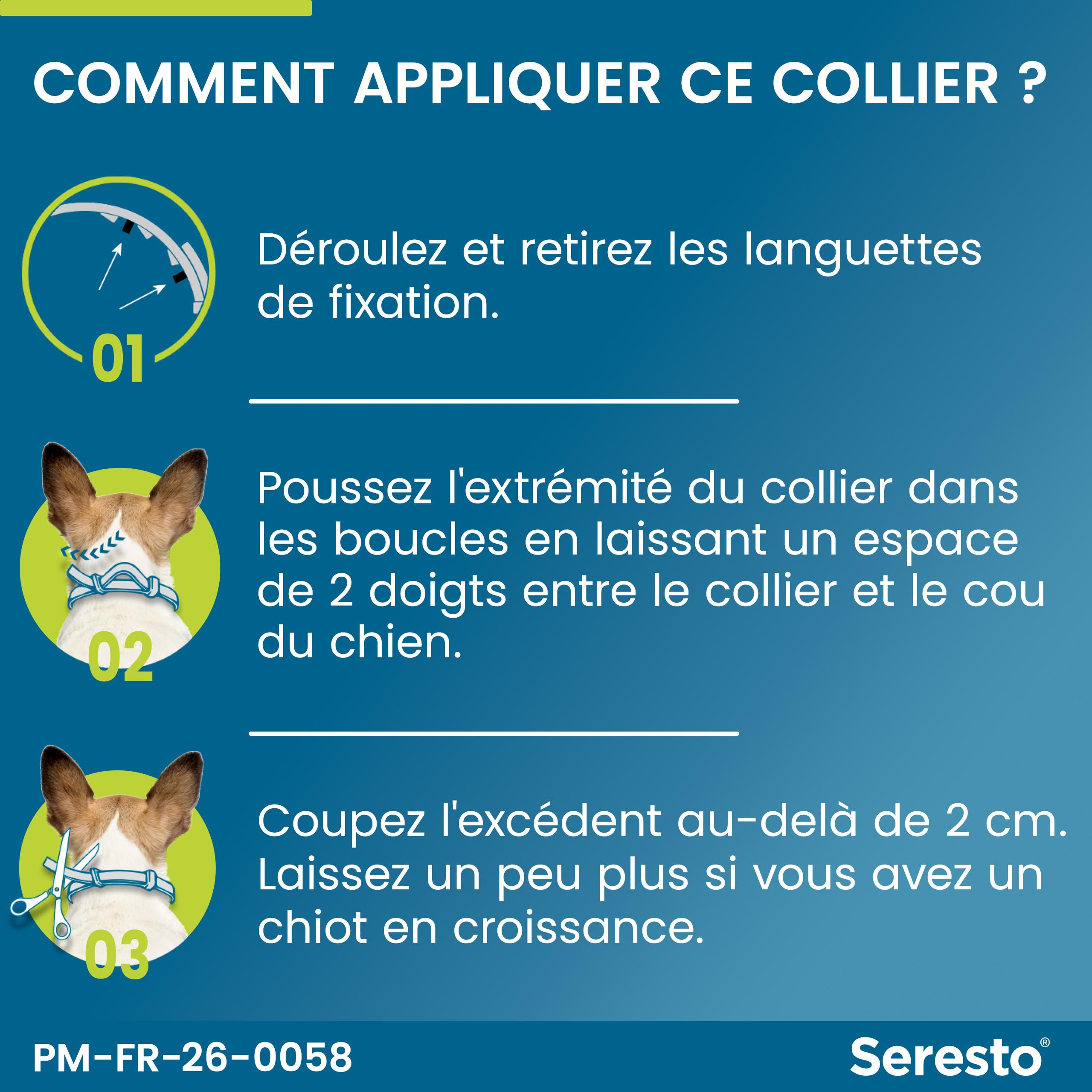 Seresto Collier Petits Chiens – 2 Colliers anti puces et anti tiques longue durée pour petits chiens de moins de 8kg – Protection leishmaniose, tiques, puces continue pendant 7 à 8 mois – Gris