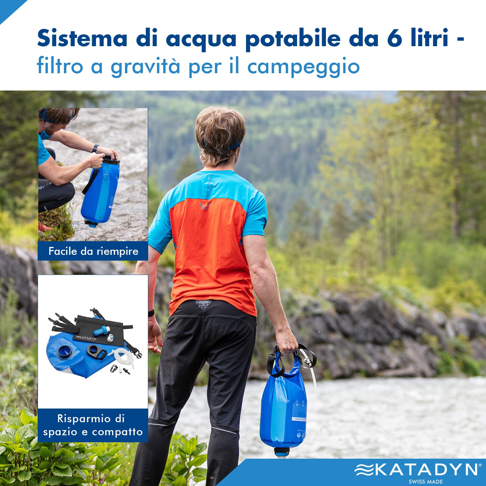 Filtro Acqua Portatile Membrane Solutions - Sistema A Gravità Da 6L Per Campeggio, Rimuove Batteri - Foto 2